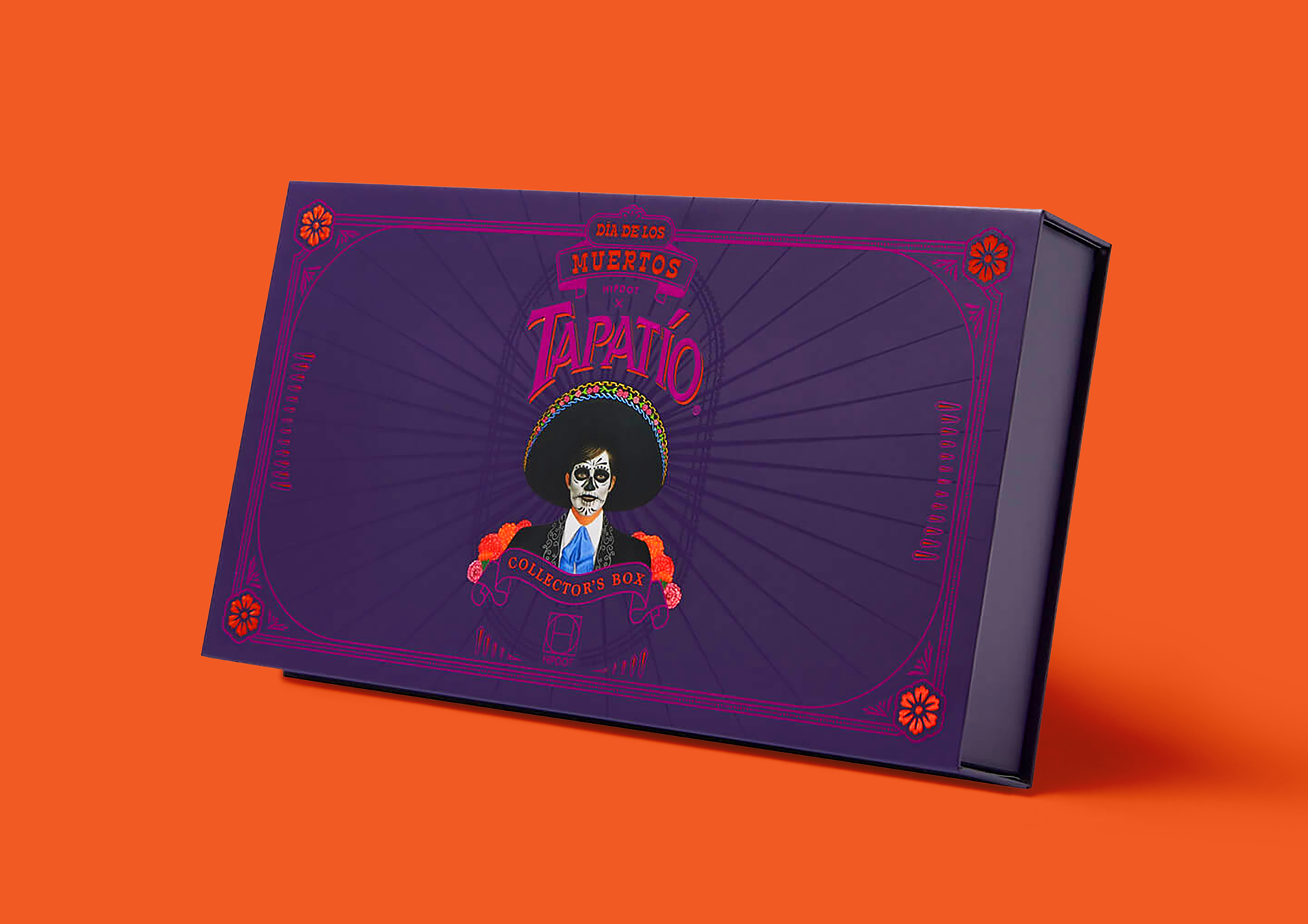 HIPDOT x TAPATÍO Día de los Muertos makeup packaging with colorful pigment palette and beauty products by Dima Rykov