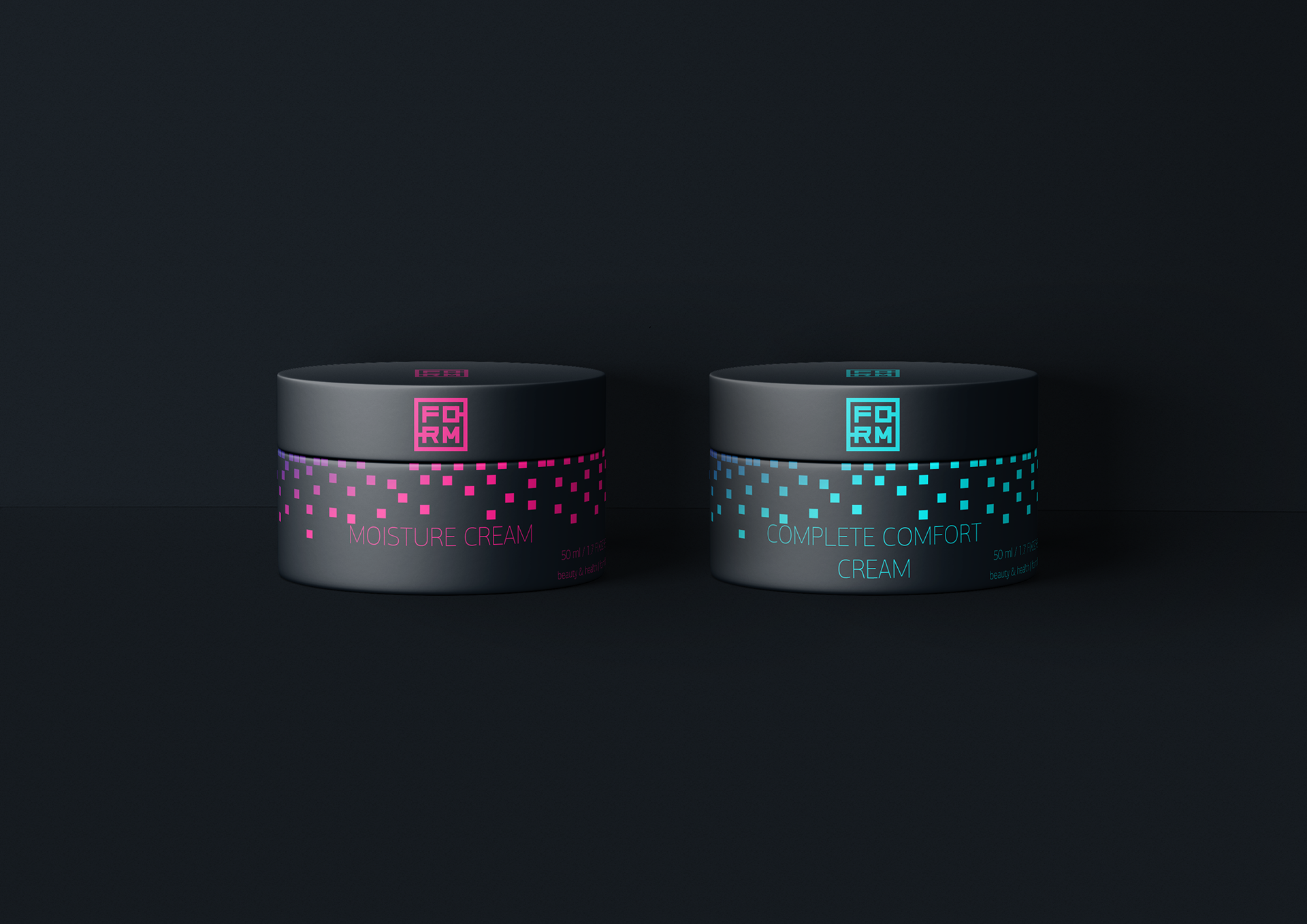 FORM cosmetics brand identity and minimalist skincare packaging design by Dima Rykov
