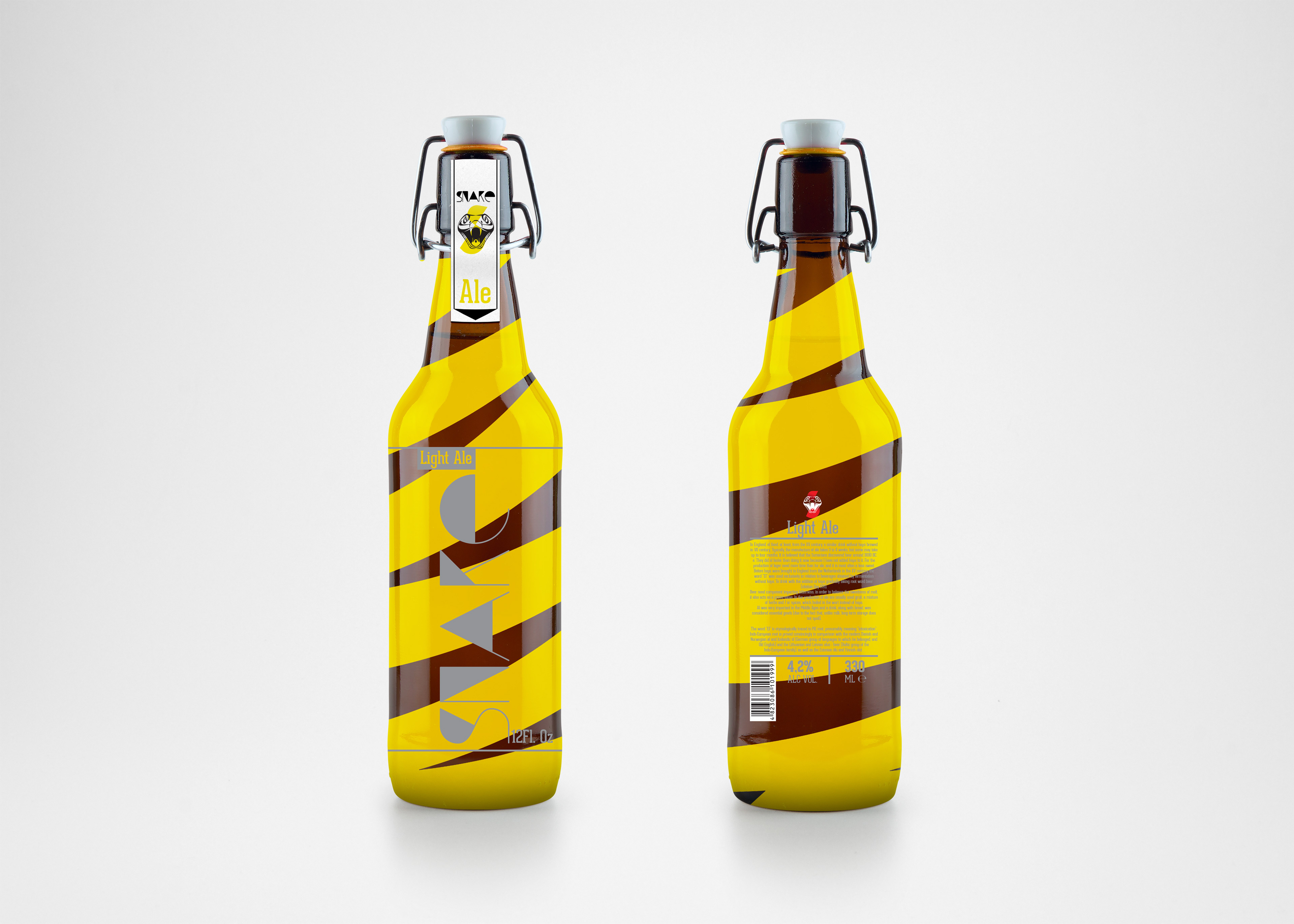 Ale Snake beer packaging and label design featuring a colorful range of ale bottles by Dima Rykov