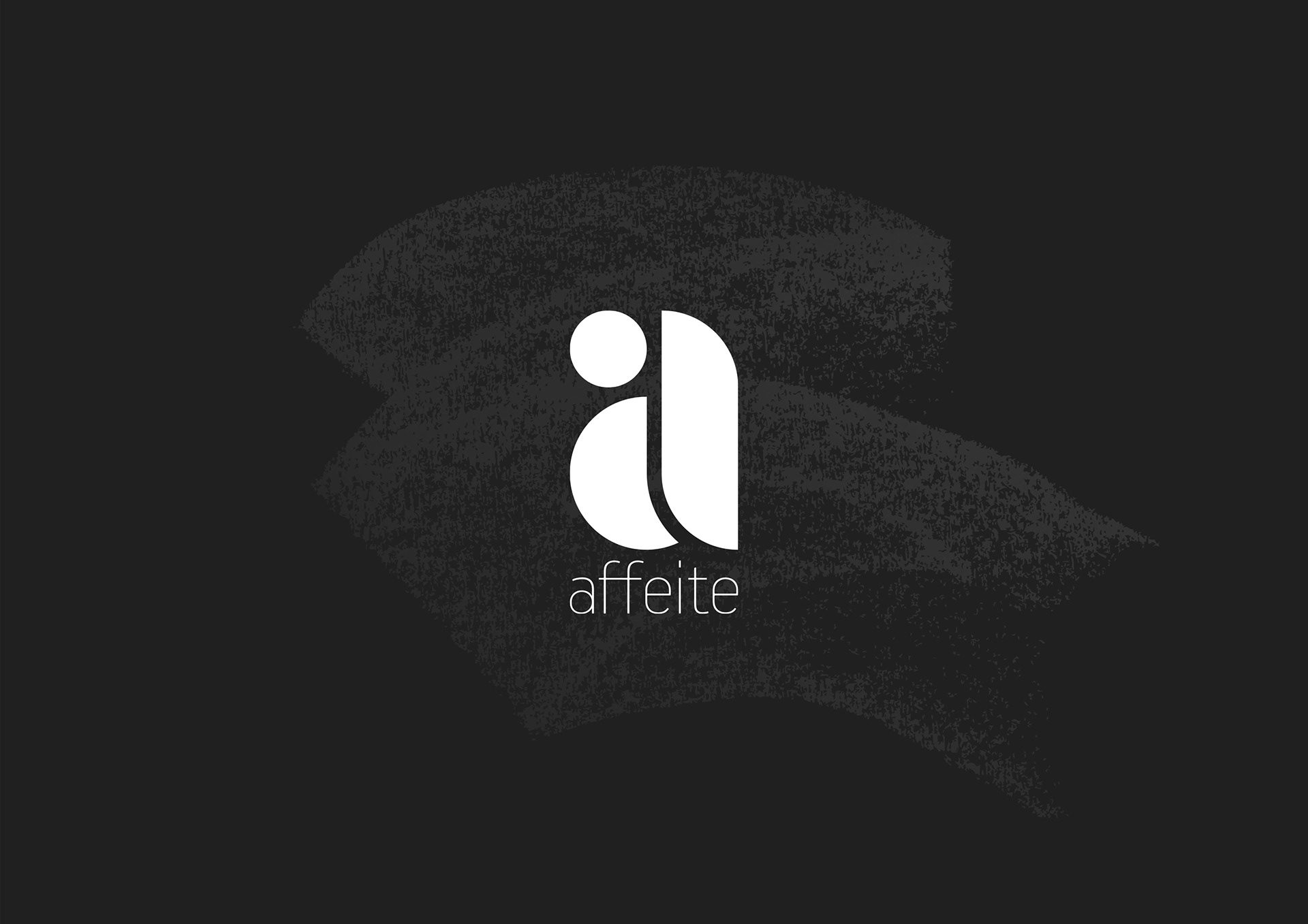 Affeite cosmetics brand identity applied to a black shopping bag and branded card by Dima Rykov