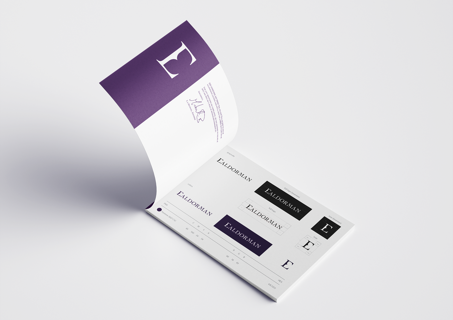 Ealdorman automotive brand identity and packaging design in purple and white by Dima Rykov