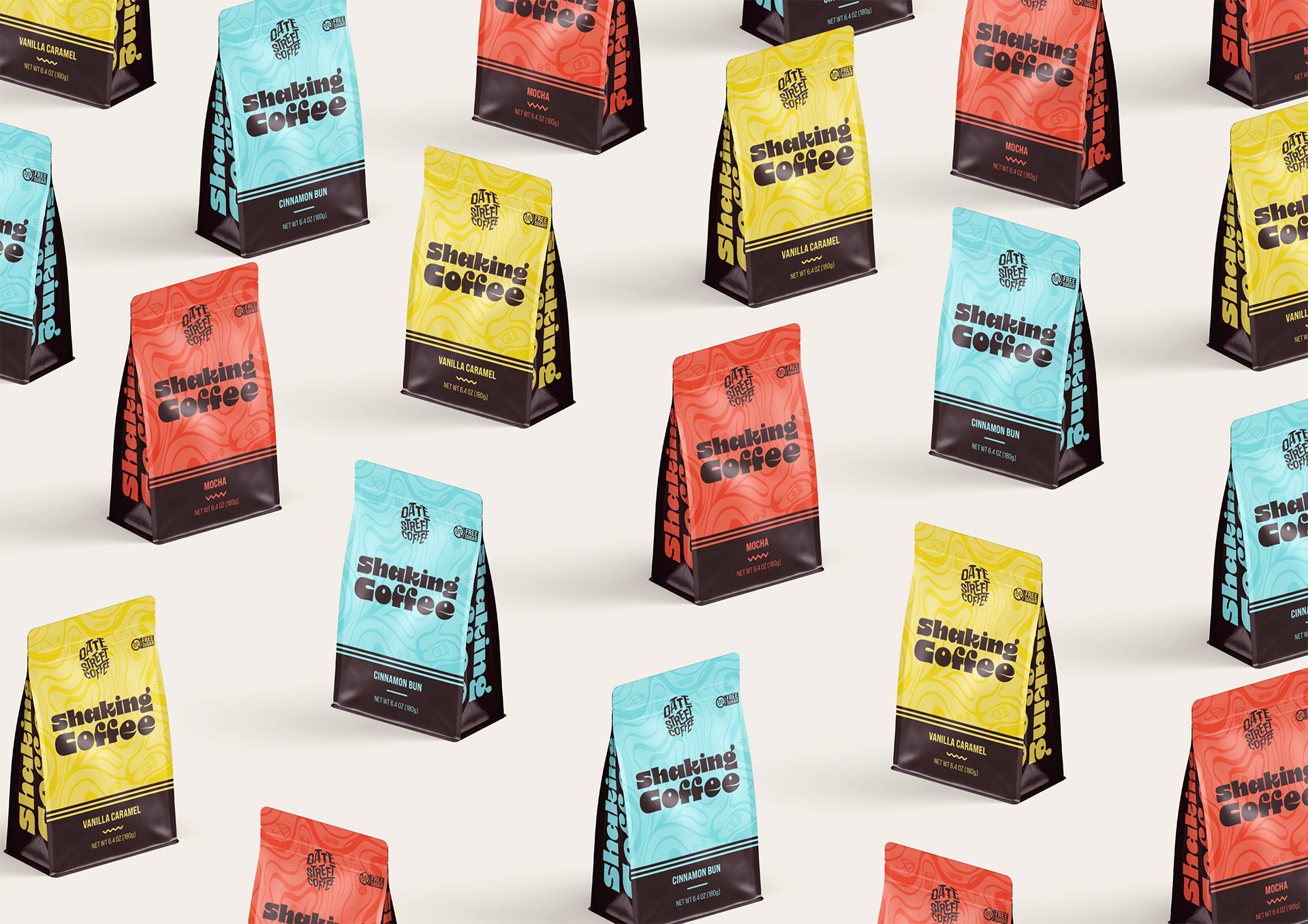 Date Street Coffee brand identity and coffee packaging design with branded pouch and takeaway cup by Dima Rykov