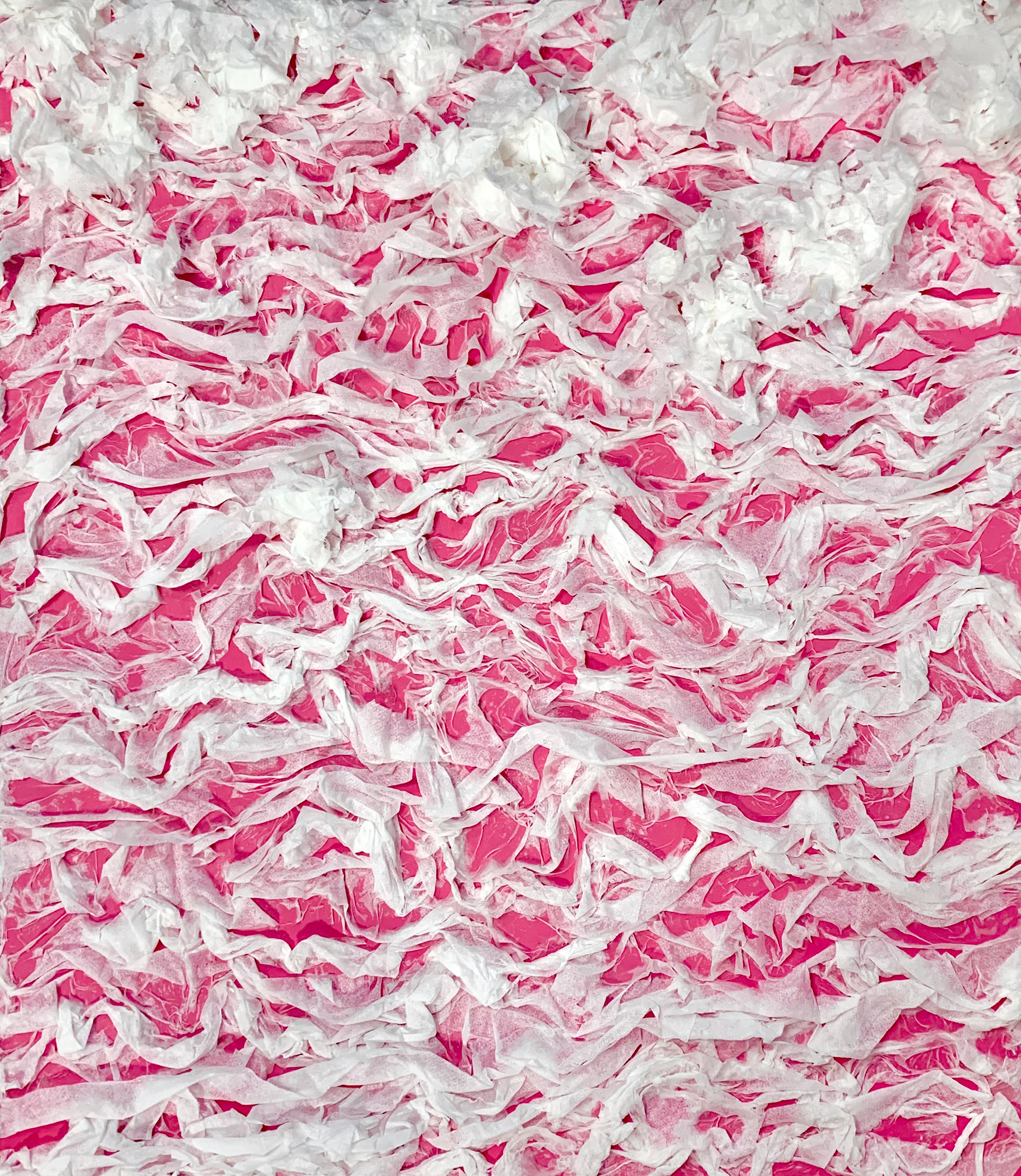 Volcanic Love; Tissue, styrofoam, acrylic paint; March, 2021