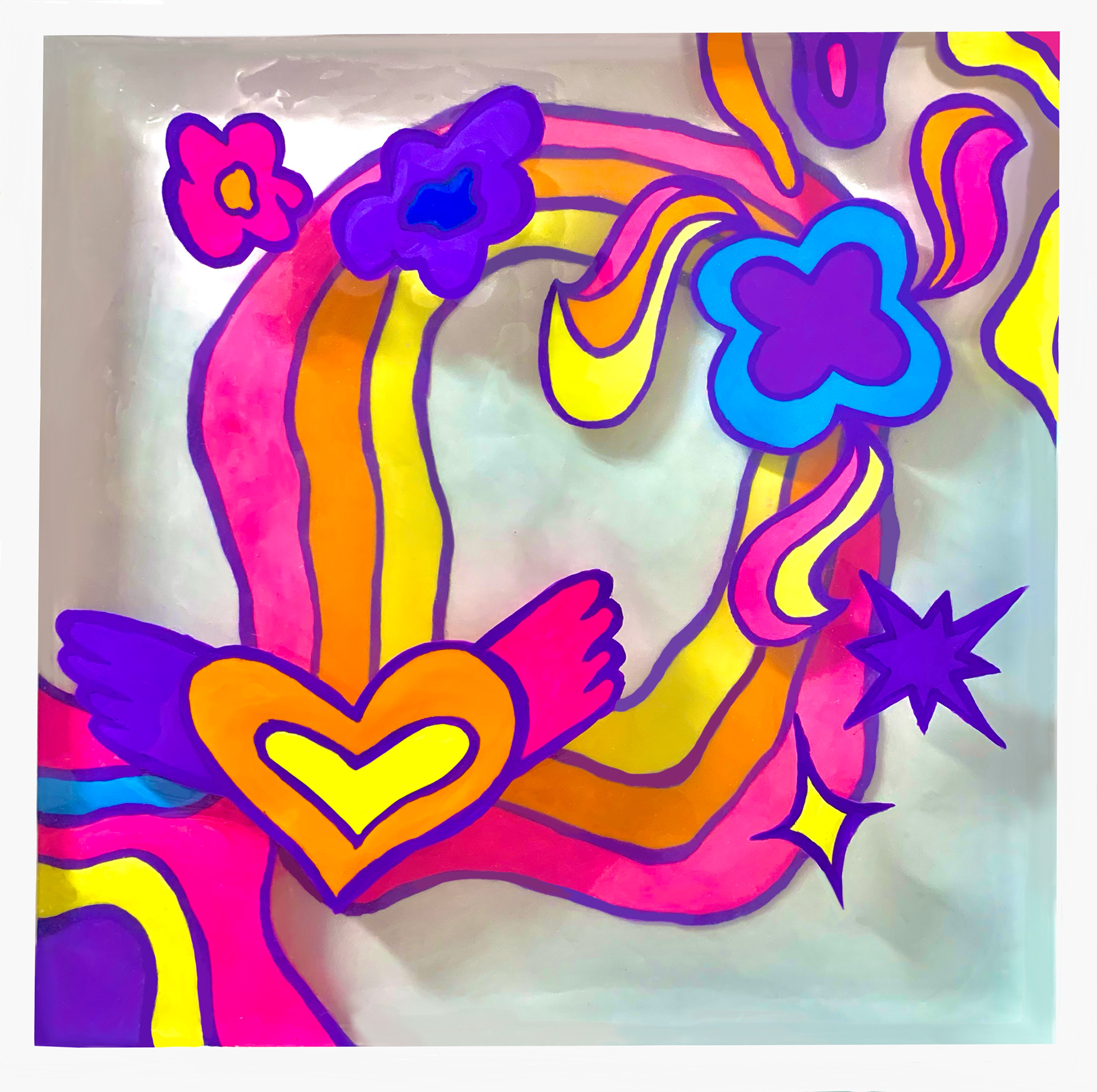 Feelings, Memories, and Time; Acrylic paint, vinyl, styrofoam; February, 2021