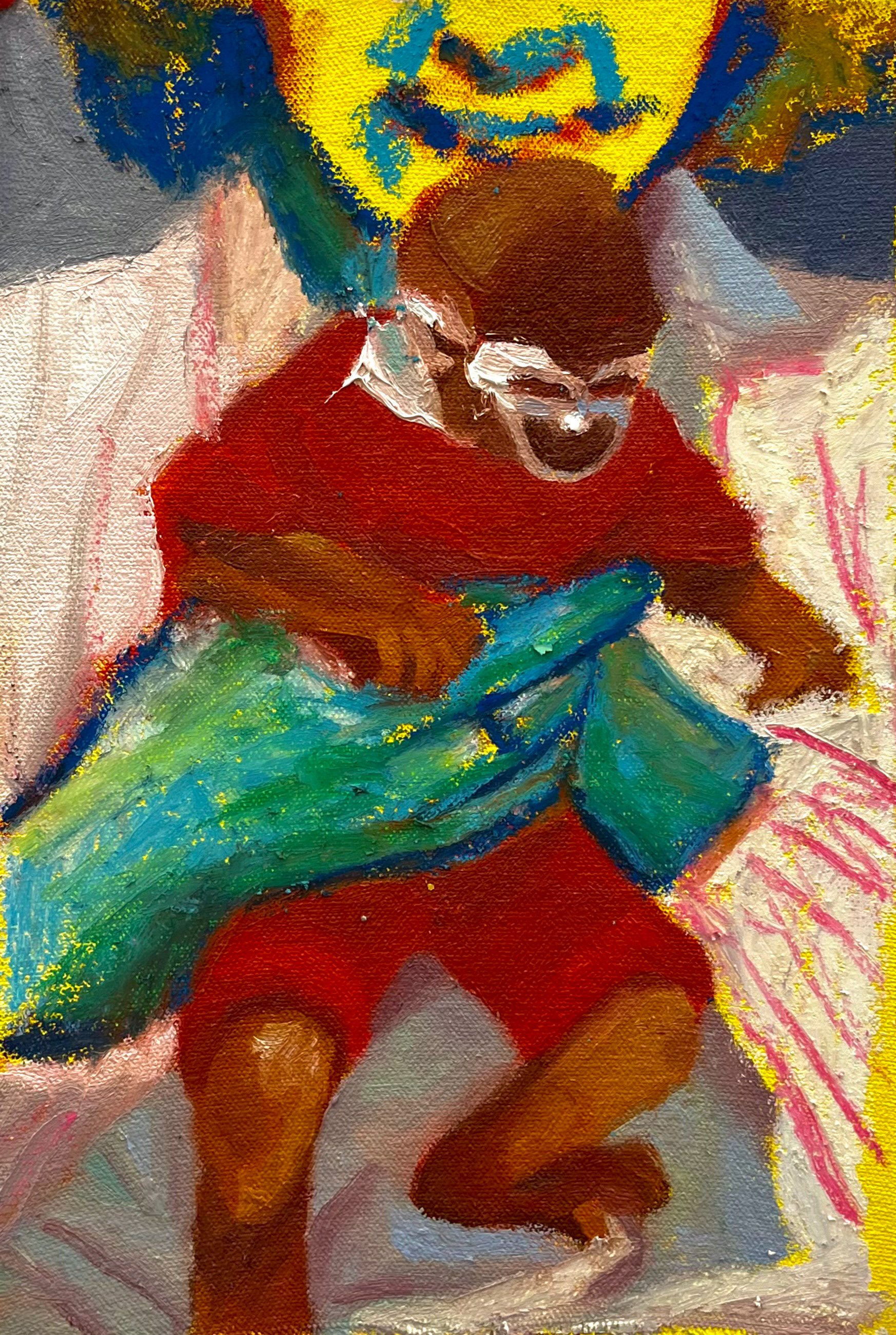 "Blackpool '86," 8 x 10 inches, oil paint and pastel on canvas. Madelaine Mae Dack. 2025.