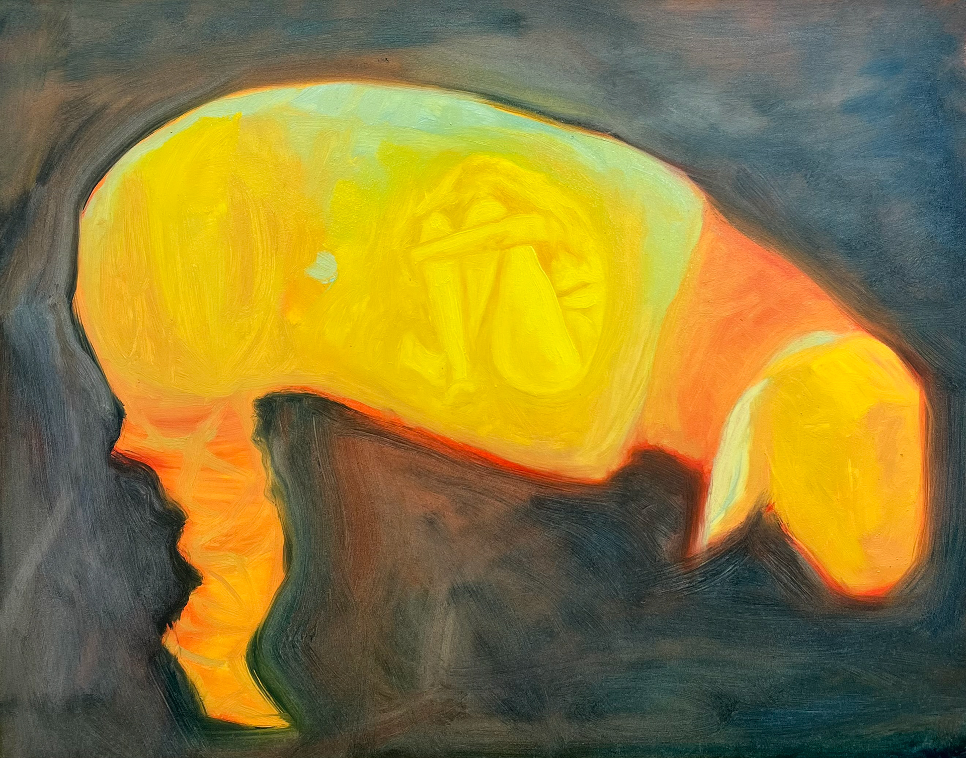 "Soft animal inside my soul," 18x24 inches. Madelaine Mae Dack. Oil on masonite board. 2024