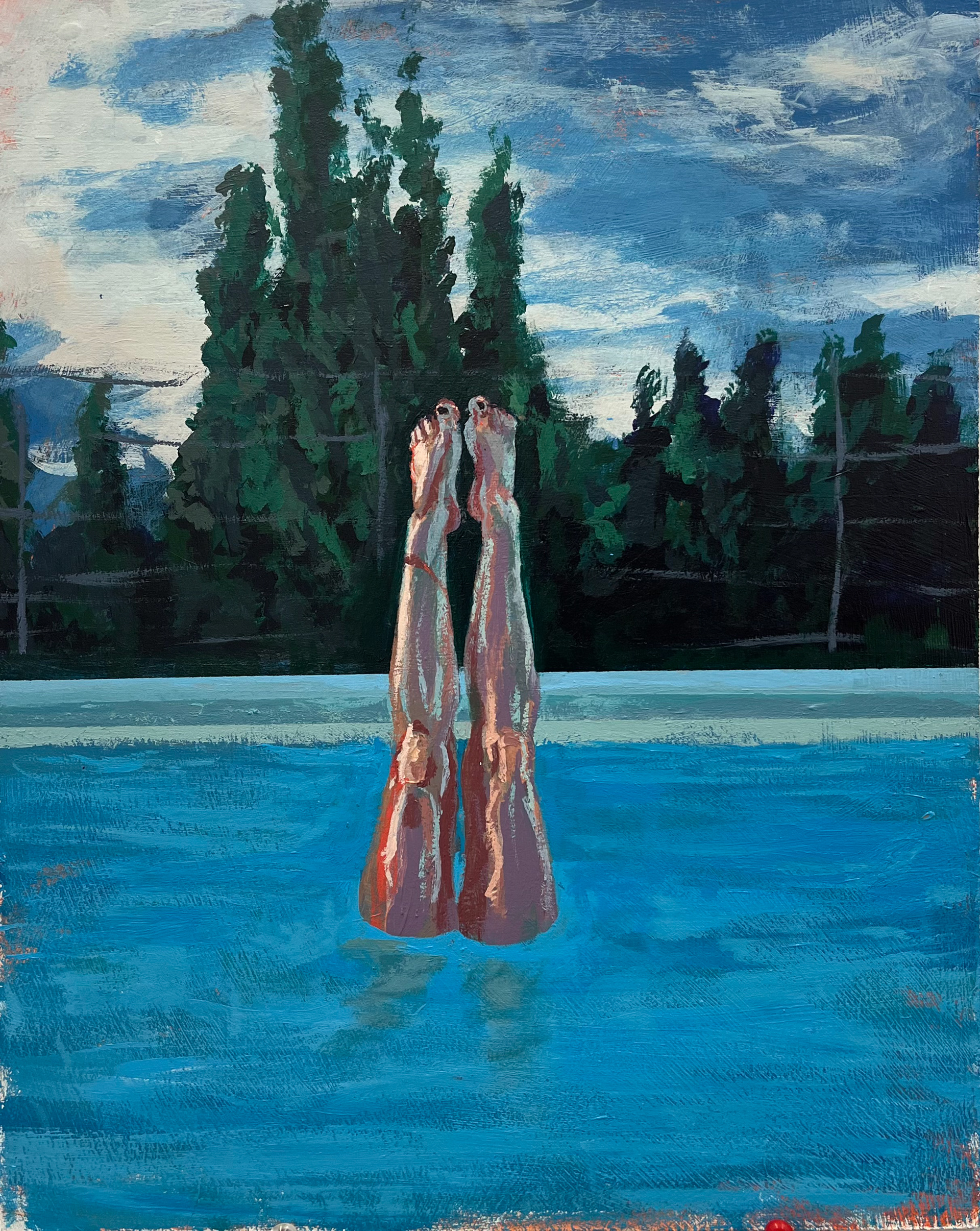 "Swimming," 12x15 inches. Madelaine Mae Dack. Acrylic on masonite. 2023.