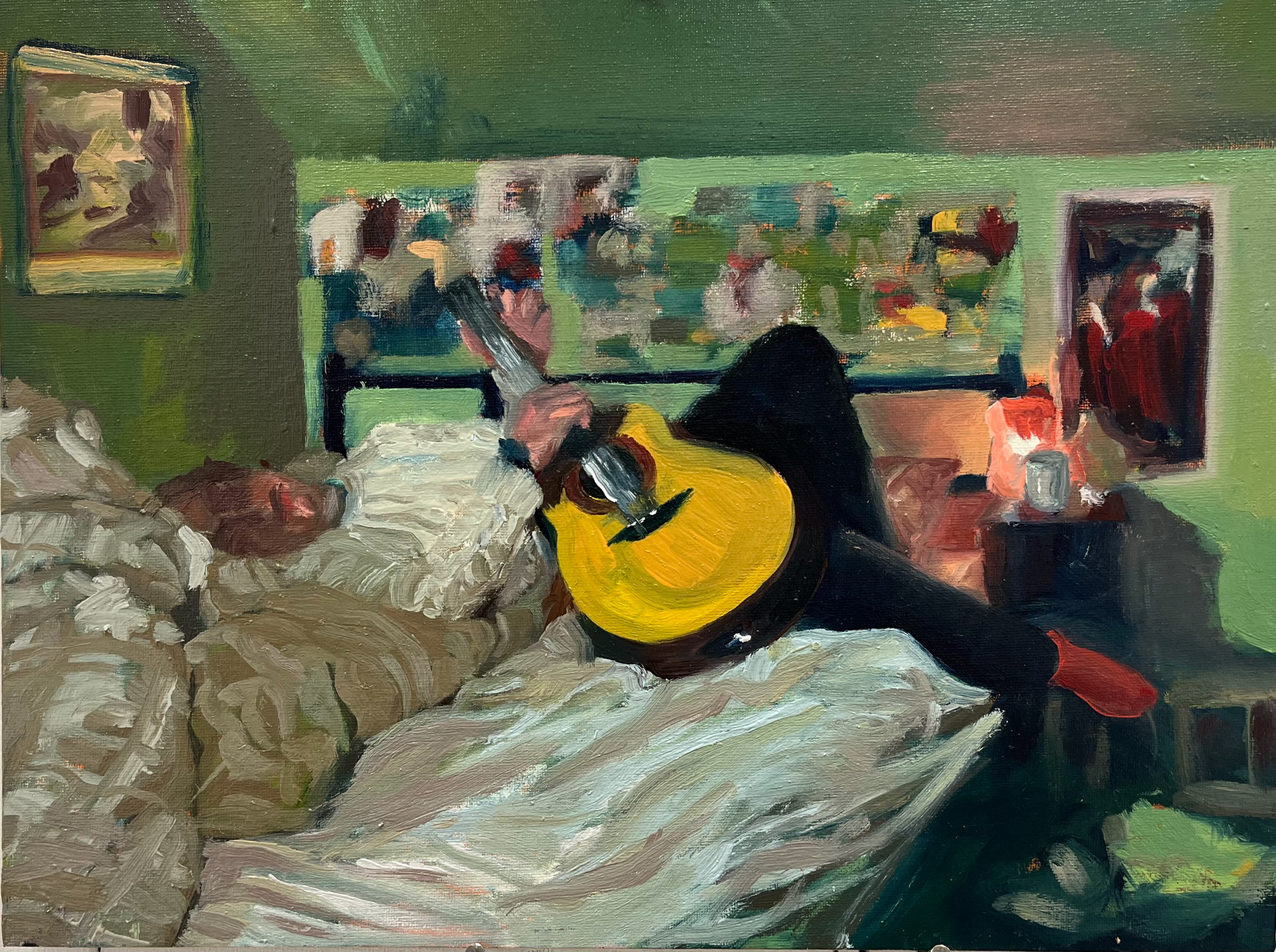 "Saturday Evening," 12x16 inches. Madelaine Mae Dack. Oil on masonite. 2024.
