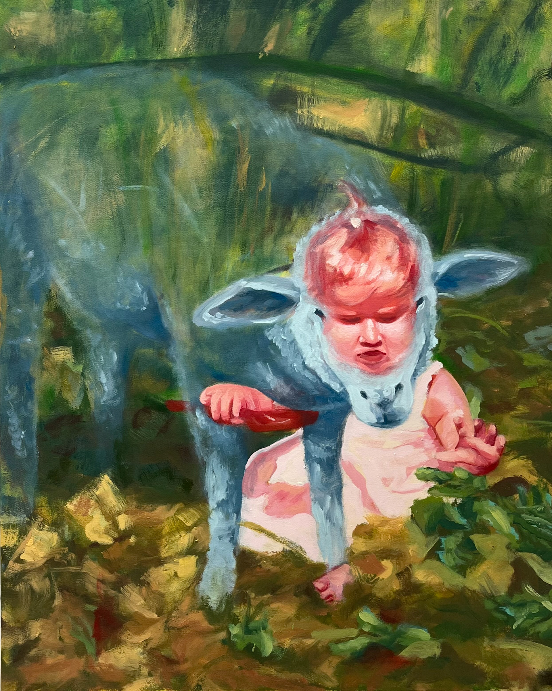 "am I still the animal?," 24 x 30 inches, oil on canvas. 2024.