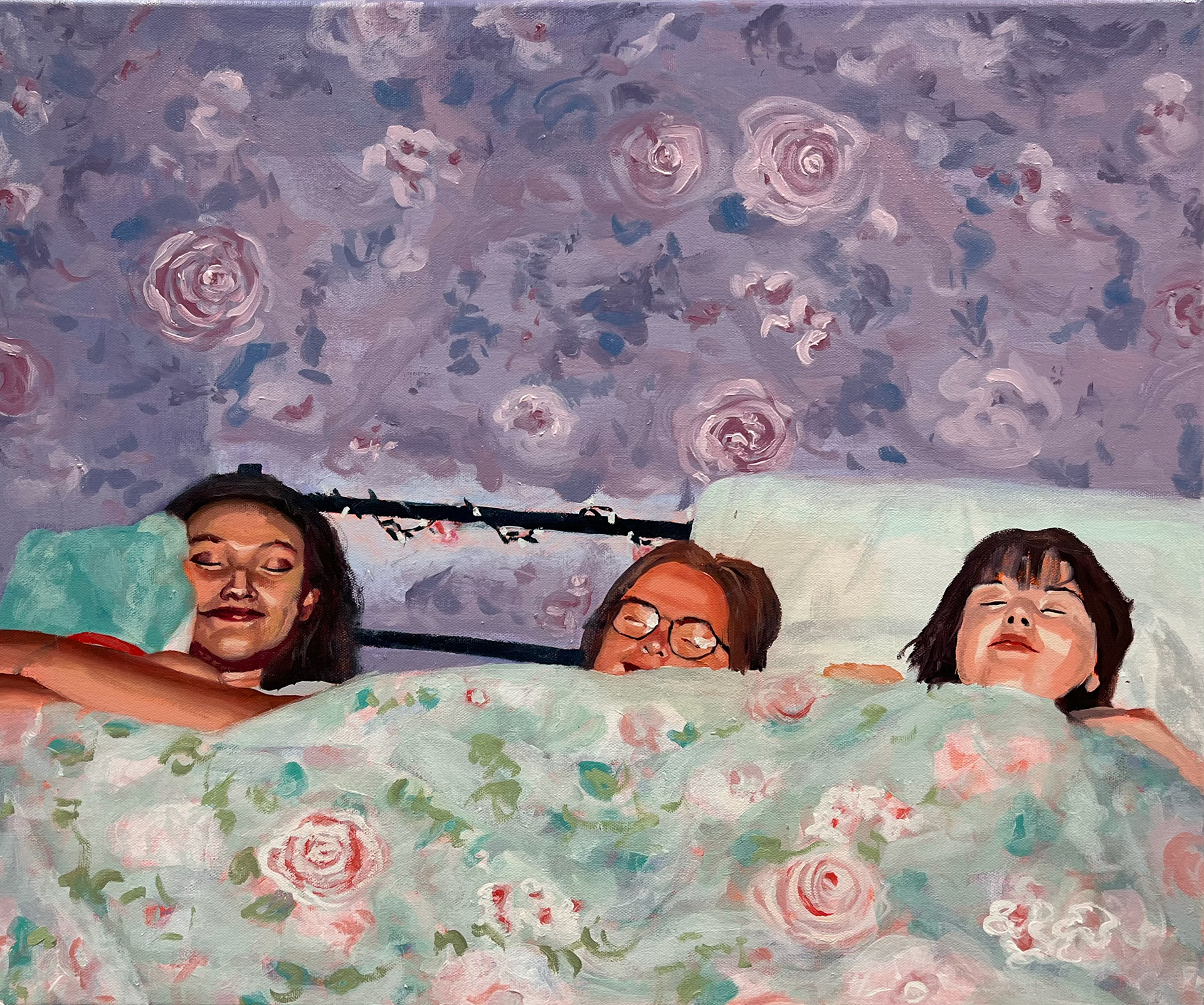 "Dreaming in Violet" 20x24 inches. Madelaine Mae Dack. Oil and acrylic on canvas. 2023.