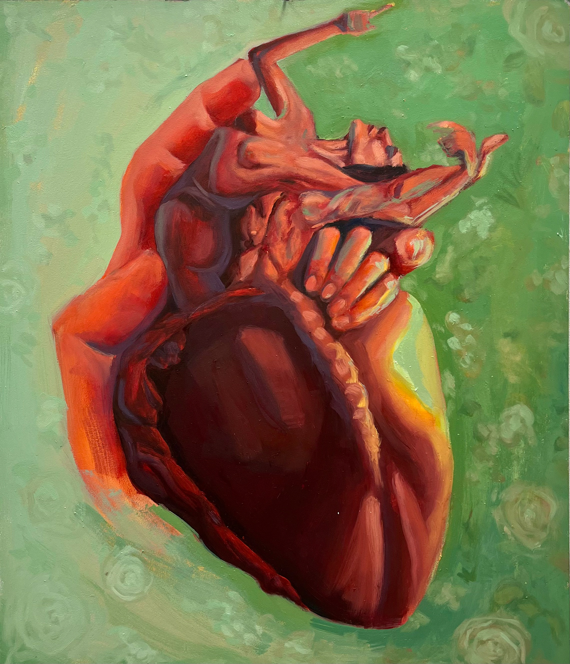 “Anatomical Heart” 20x24 inches. Madelaine Mae Dack. Oil on masonite board. 2023.