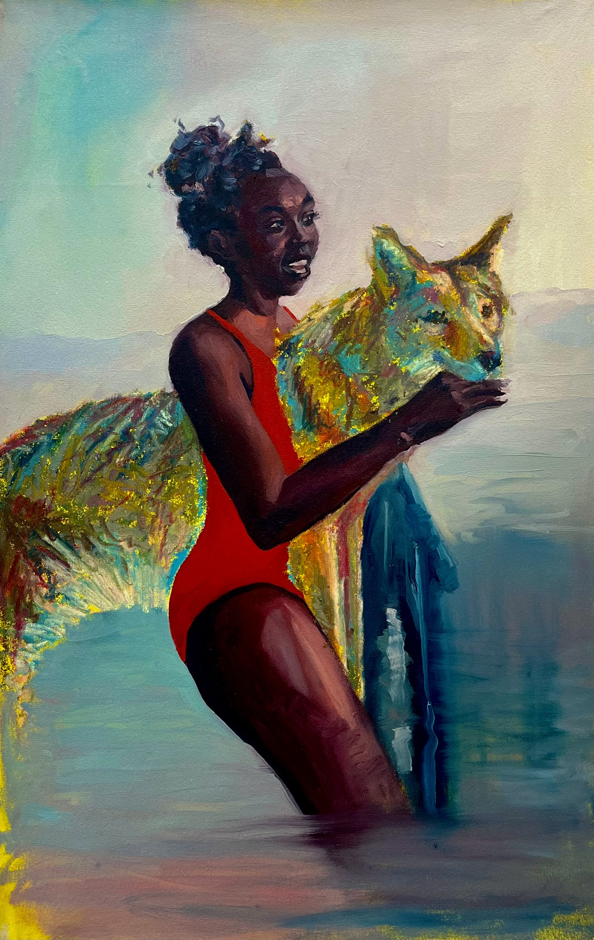 "Torn ligament," 17 x 30 inches, oil on canvas. Madelaine Mae Dack. 2025.