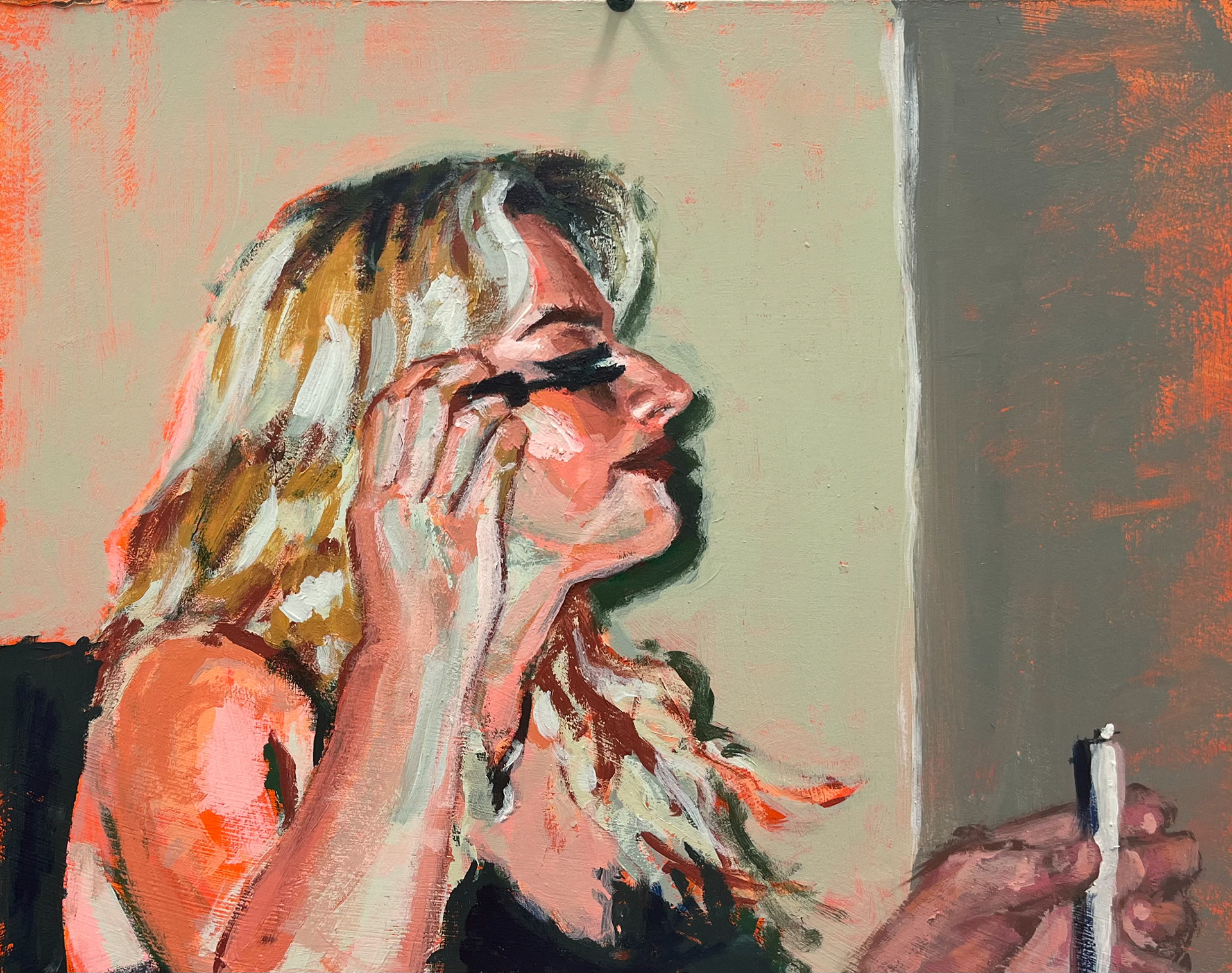 "Self Portrait," 12x15 inches. Madelaine Mae Dack. Acrylic on masonite. 2023.