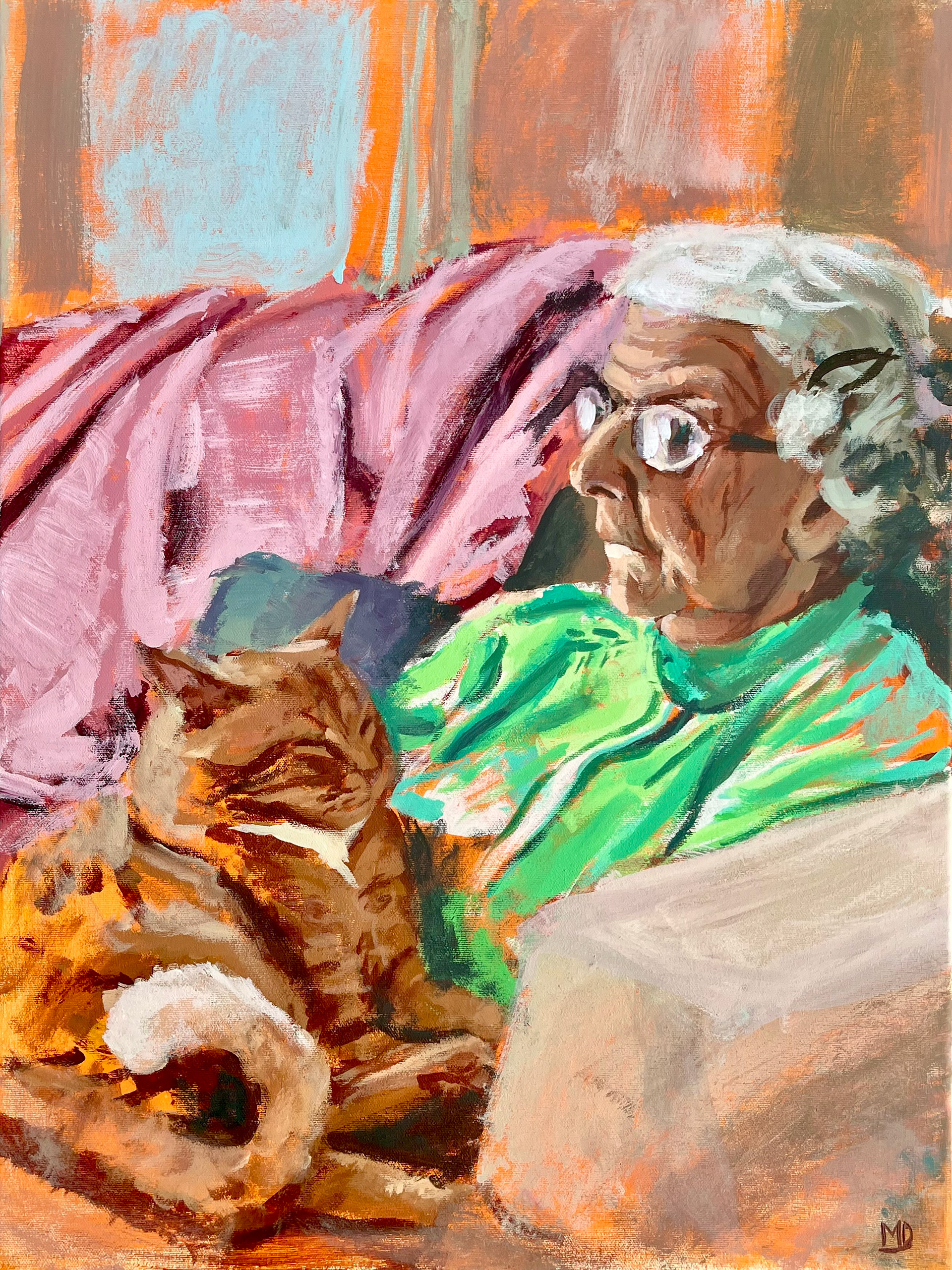 "Fergus and Doreen," 18x24 inches, acrylic on canvas. Madelaine Mae Dack. 2024.