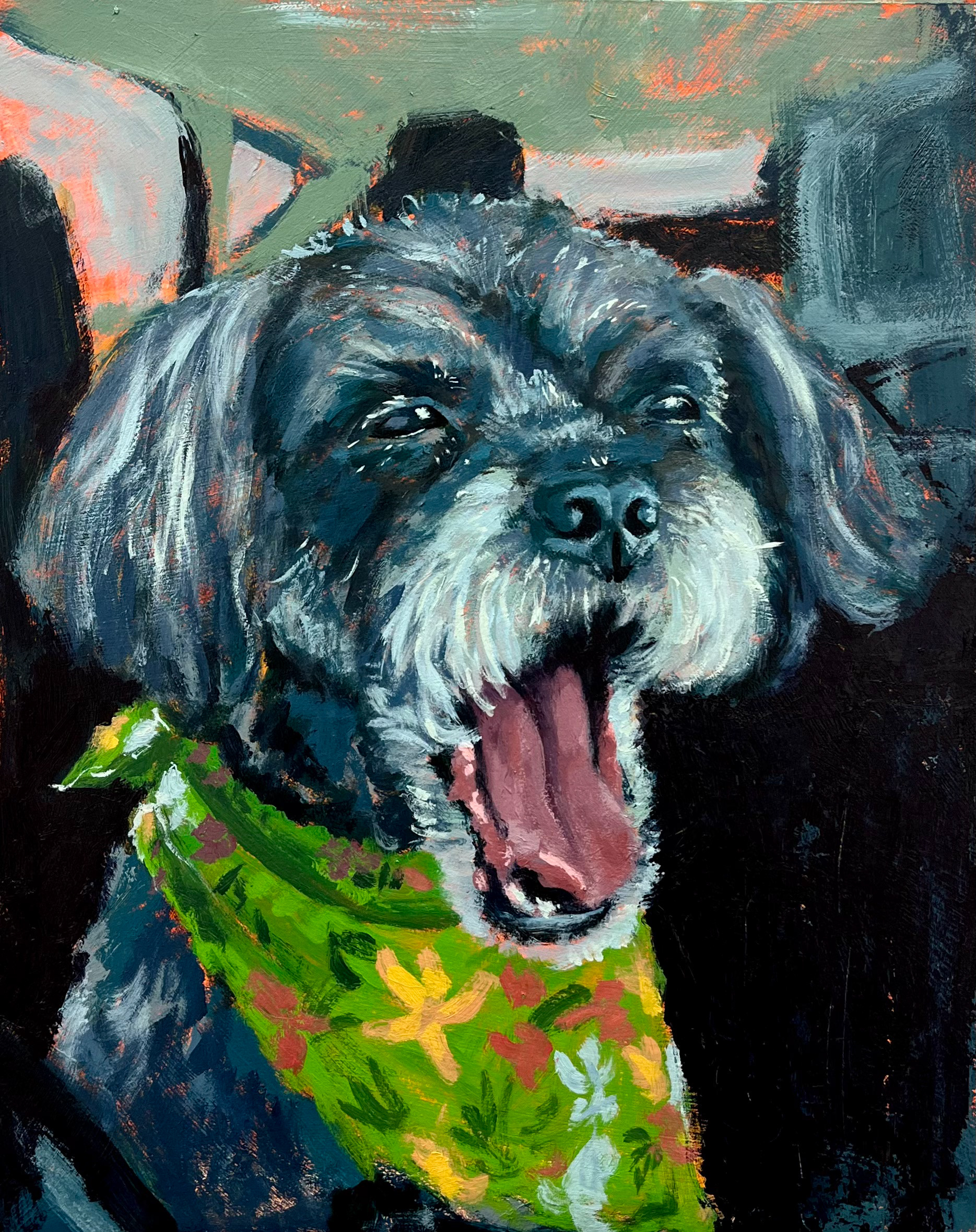 "Trixie," 12x15 inches. Madelaine Mae Dack. Acrylic on masonite. 2023.
