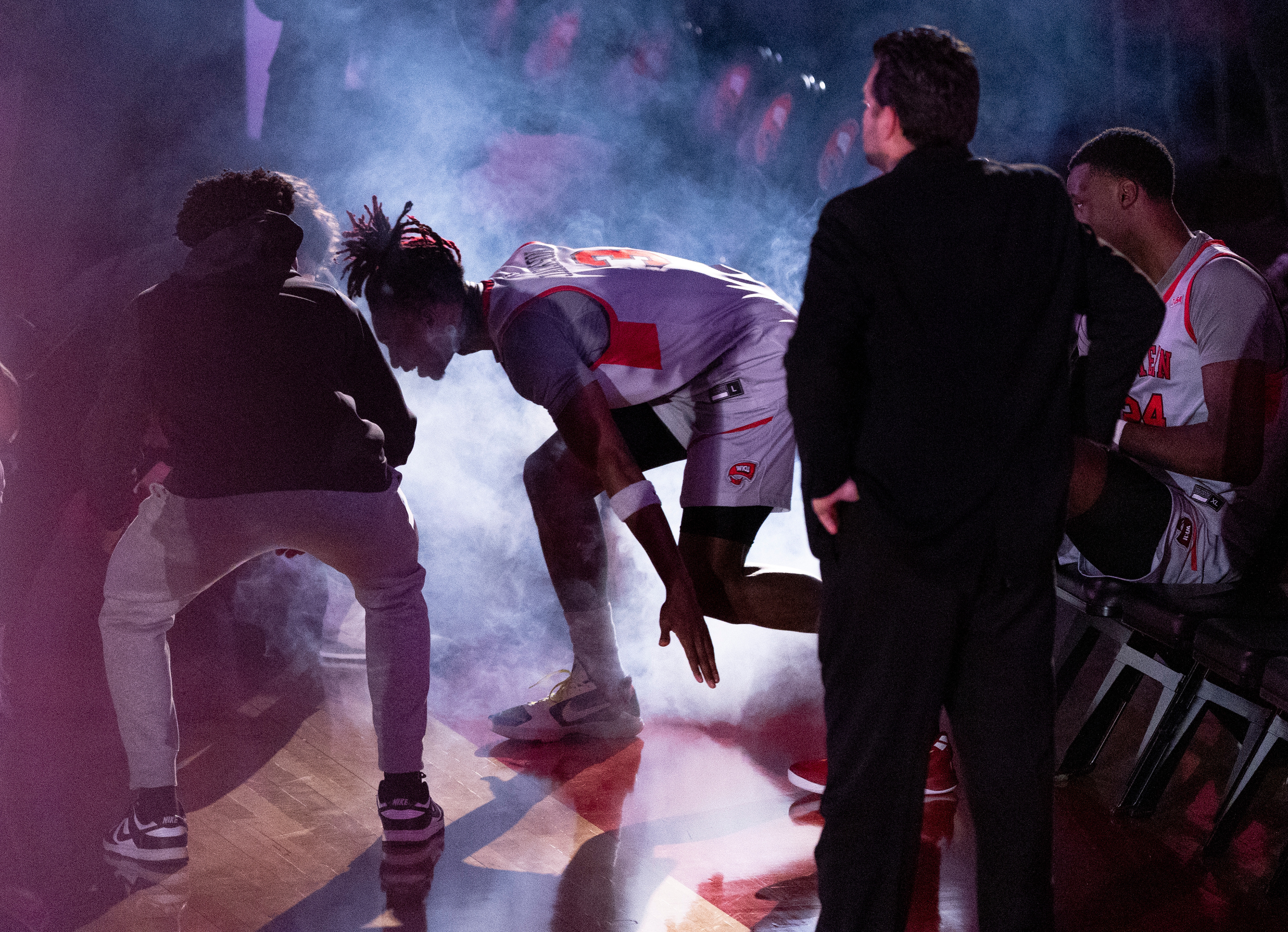 Western Kentucky Hilltoppers guard Jalen Jackson (3) walks through the tunnel before their game against the Louisiana Tech Bulldogs in E.A Diddle Arena in Bowling Green, Ky., on Saturday, Feb. 22, 2025.