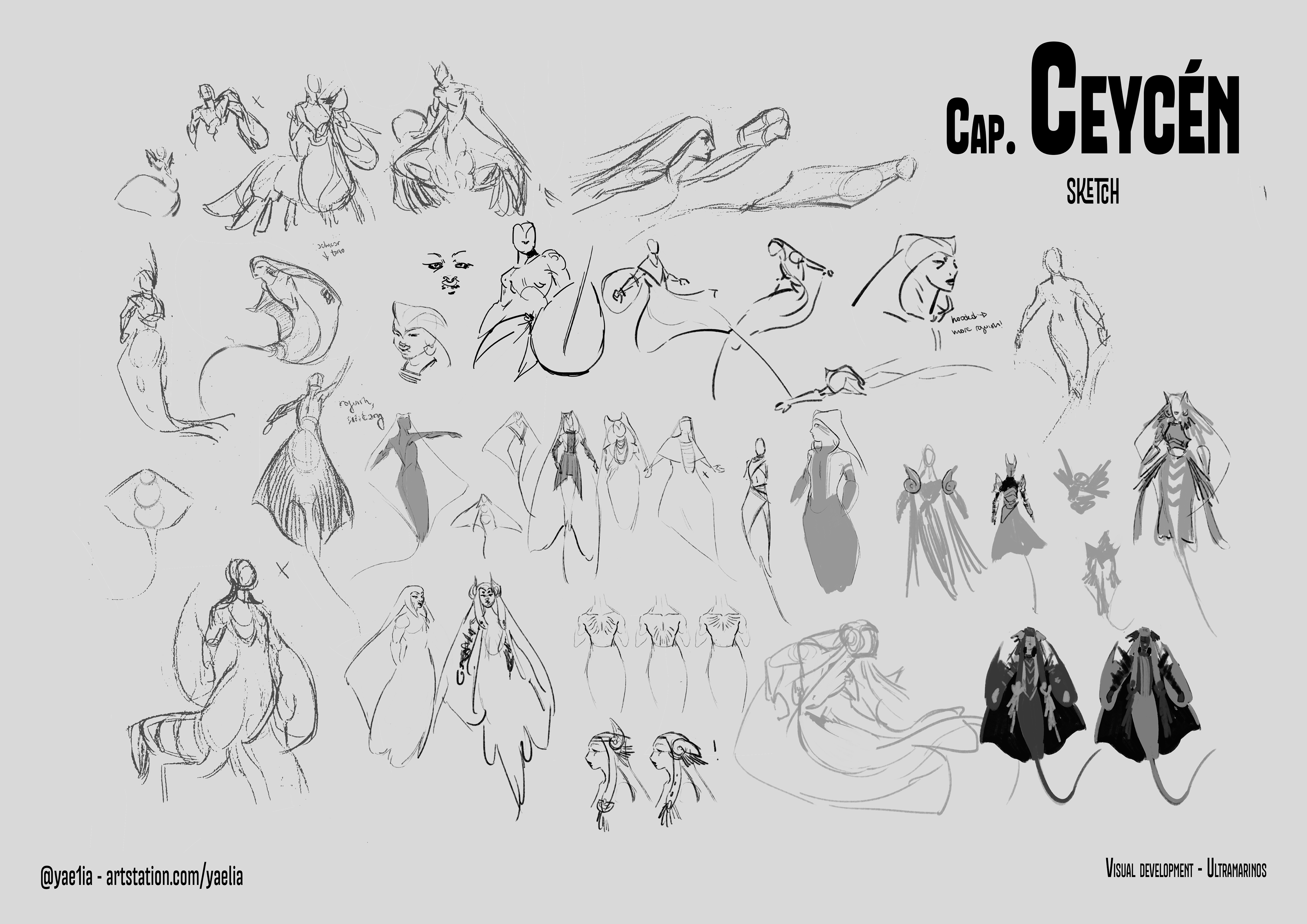It took me a while to decide on Ceycén's anatomy, whether I wanted her to be a ray, a crab, a pistol shrimp...