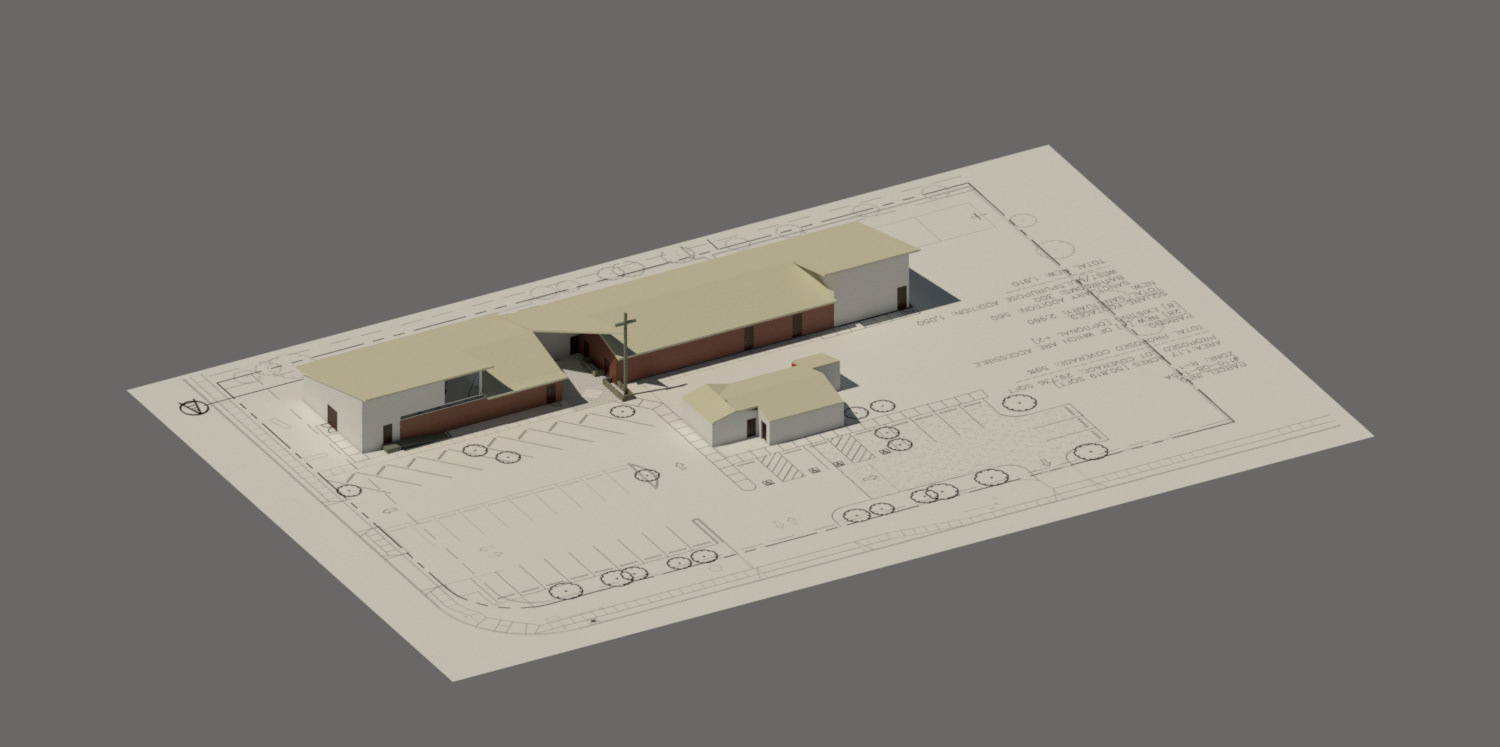 A conceptual rendering of a sanctuary remodel and addition for North Swan Baptist. Rendering and 3D model by Roshelle Stahl [Desert Digismith] under SDG Architecture LLC.