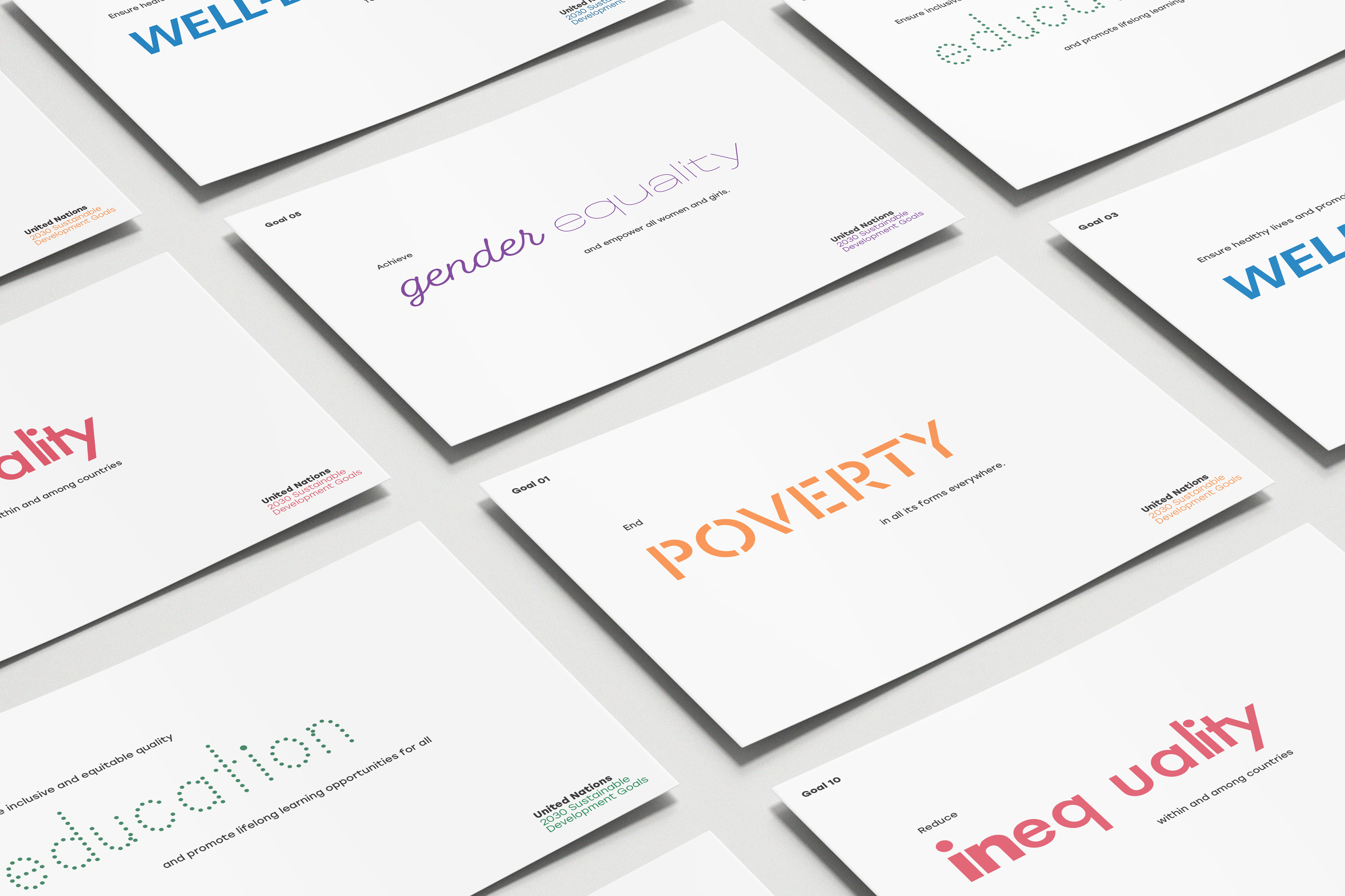 A set of five cards created for a project on typographic classification.