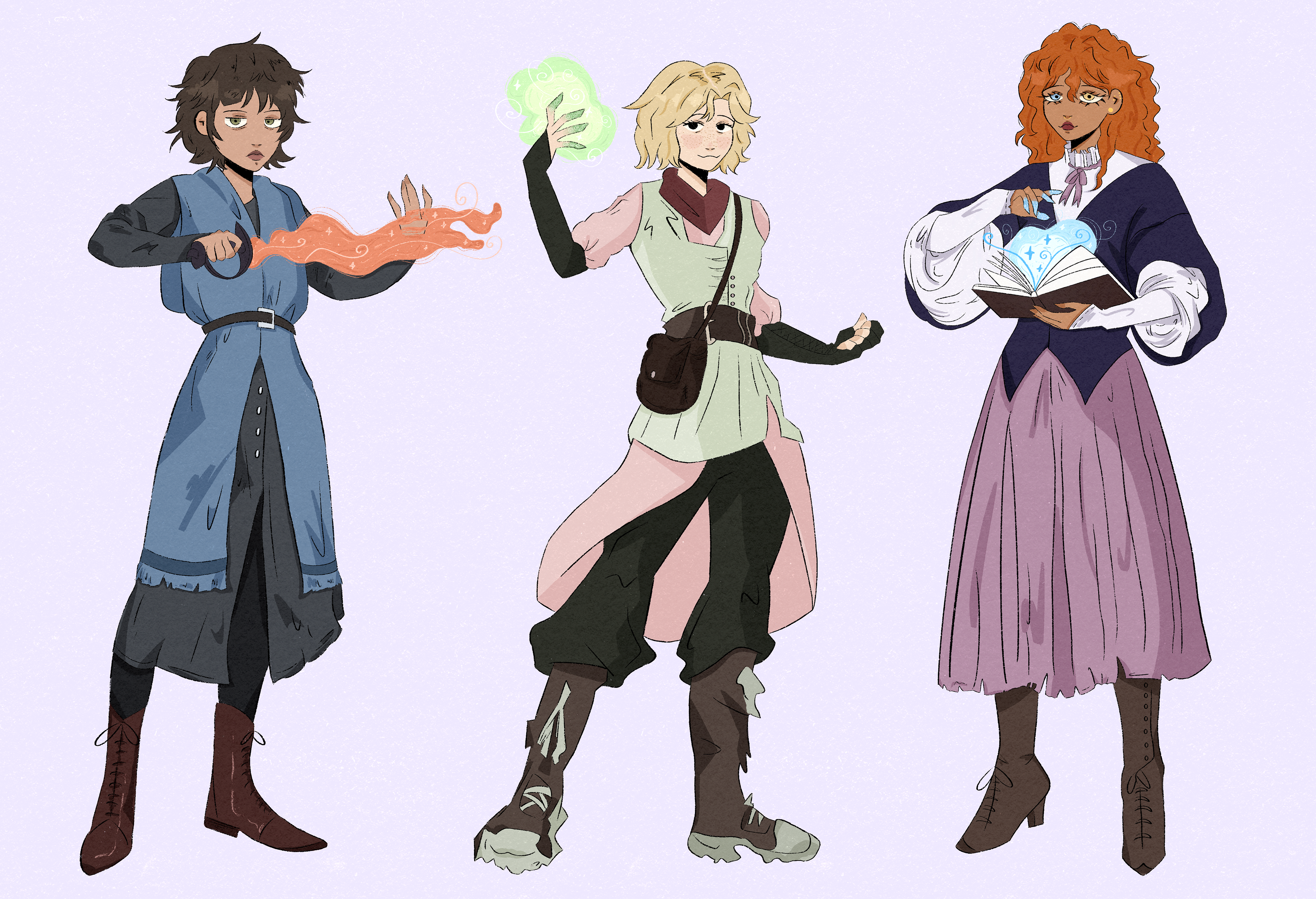 Original characters I created named Claudia, Lenore, and Adrienne