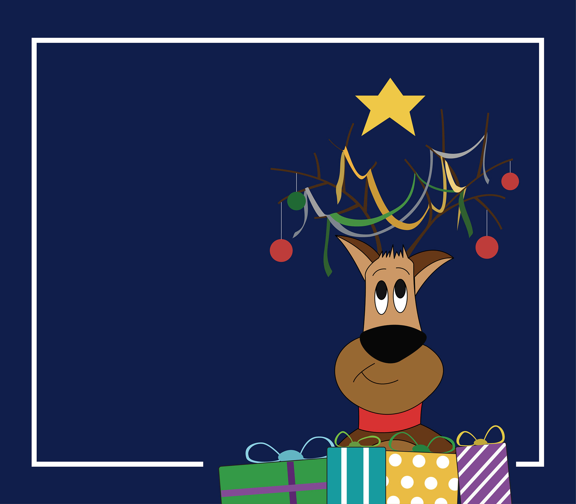 Tangled Reindeer Christmas Card