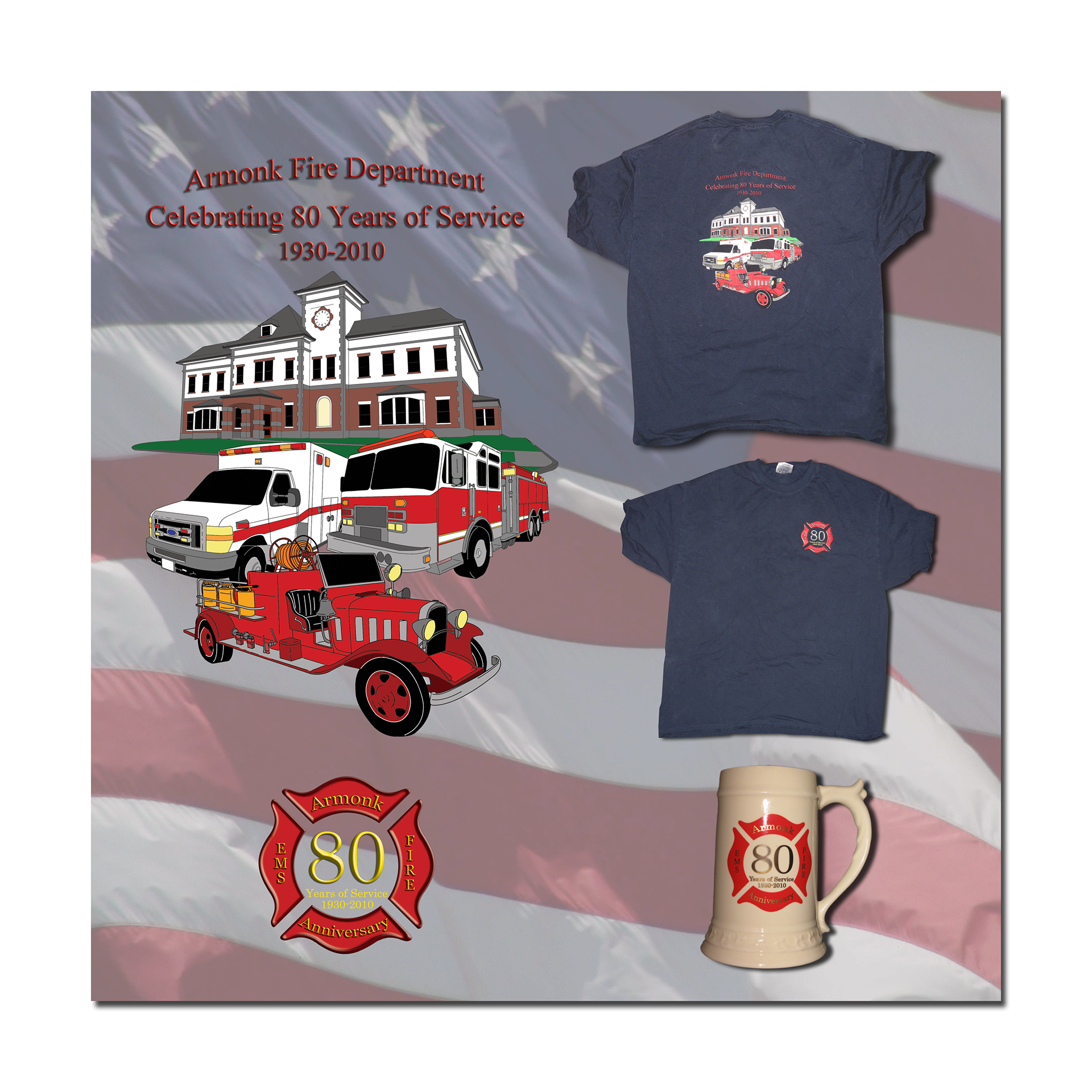 Armonk Fire Dept 80th Anniversary Shirt Designed Created with Adobe Photoshop CS5