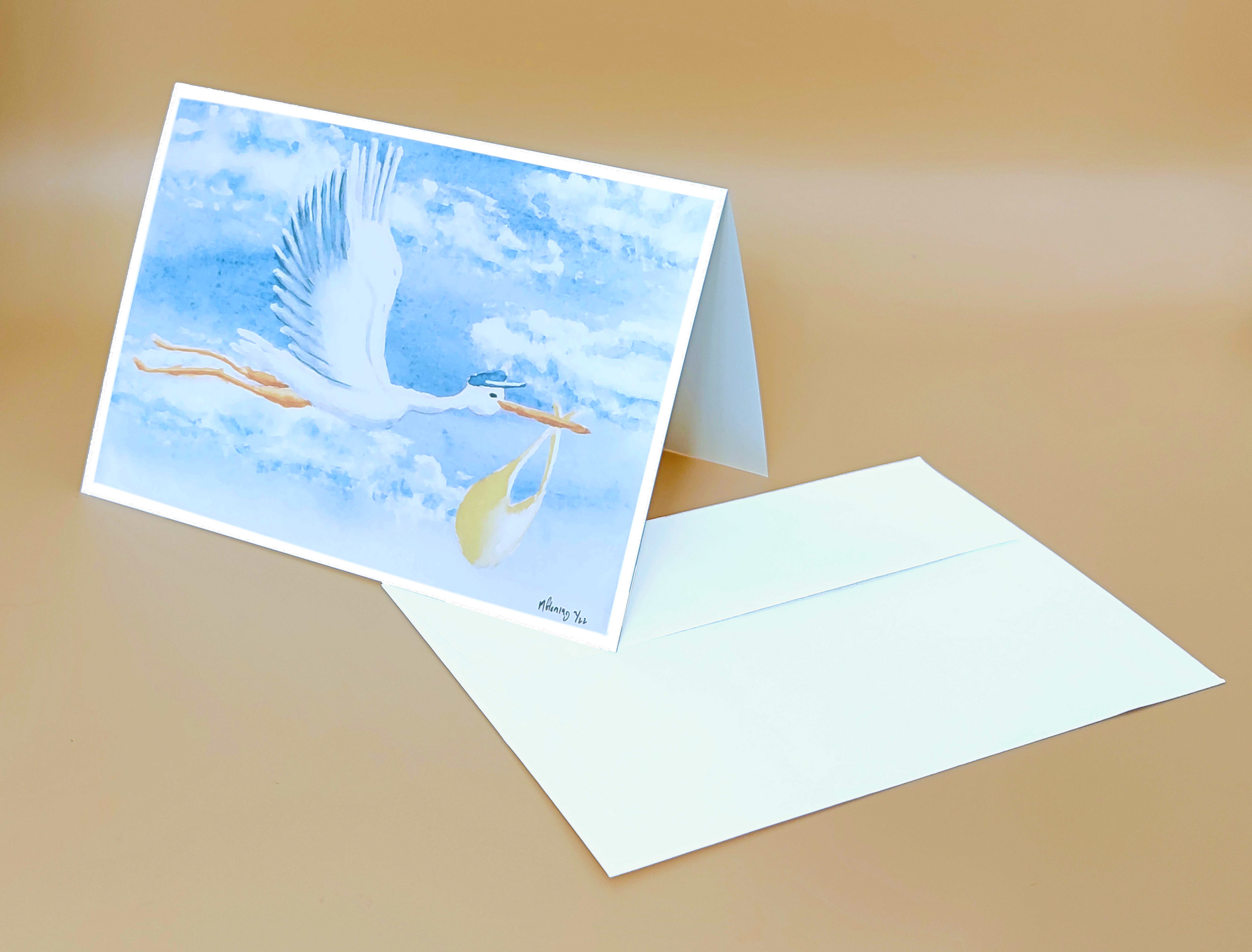 Yellow baby bundle watercolor reproduction card