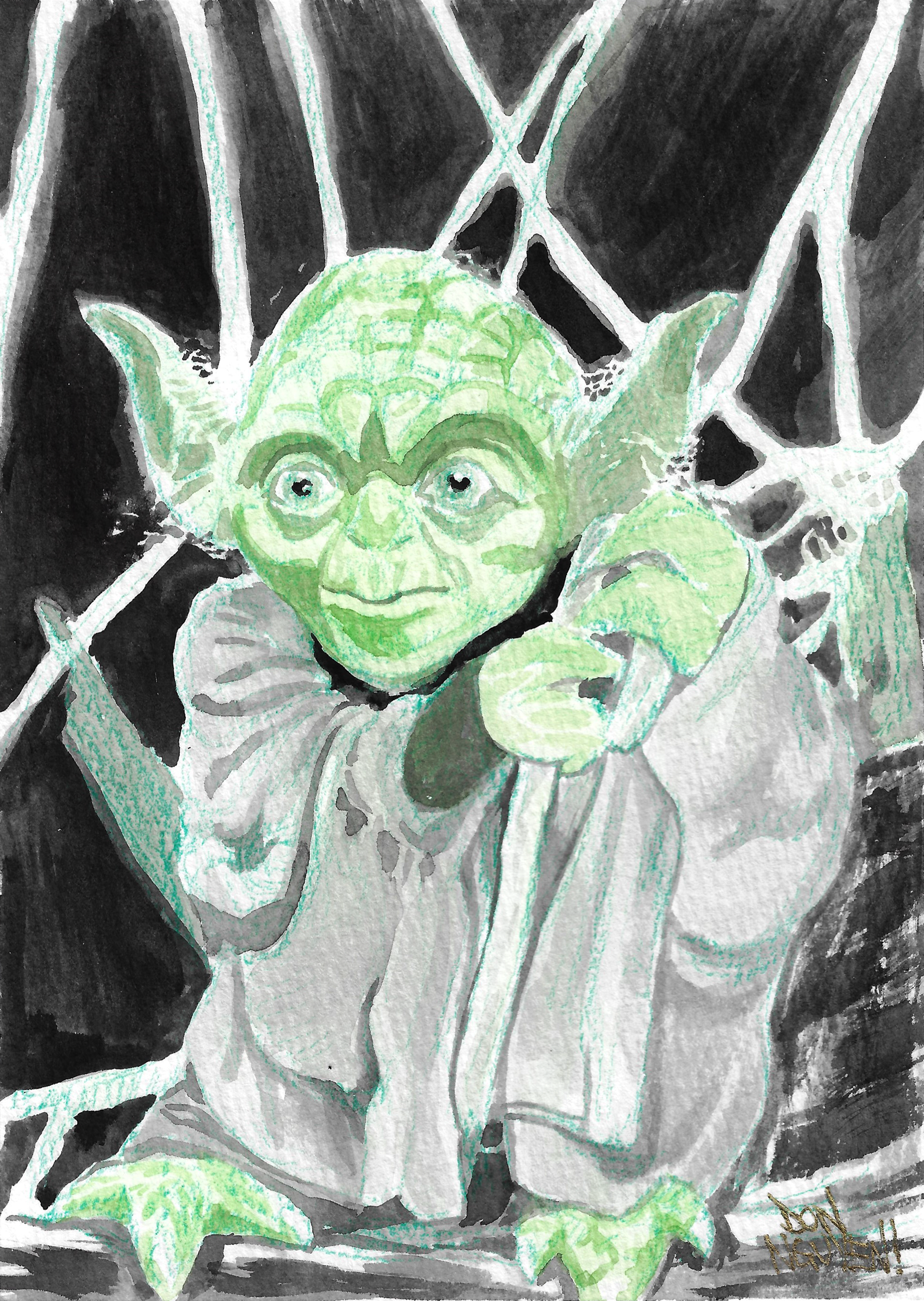 Yoda Commission, 5"x7" watercolor