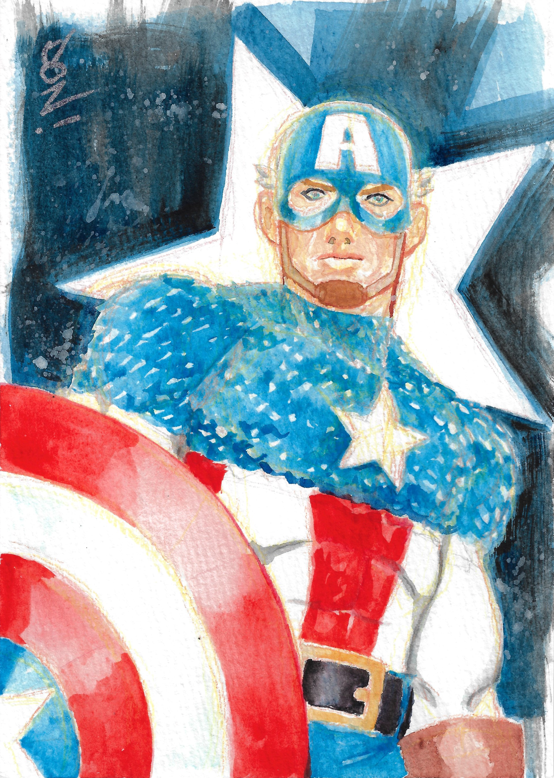 Captain America, 5" x 7" watercolor