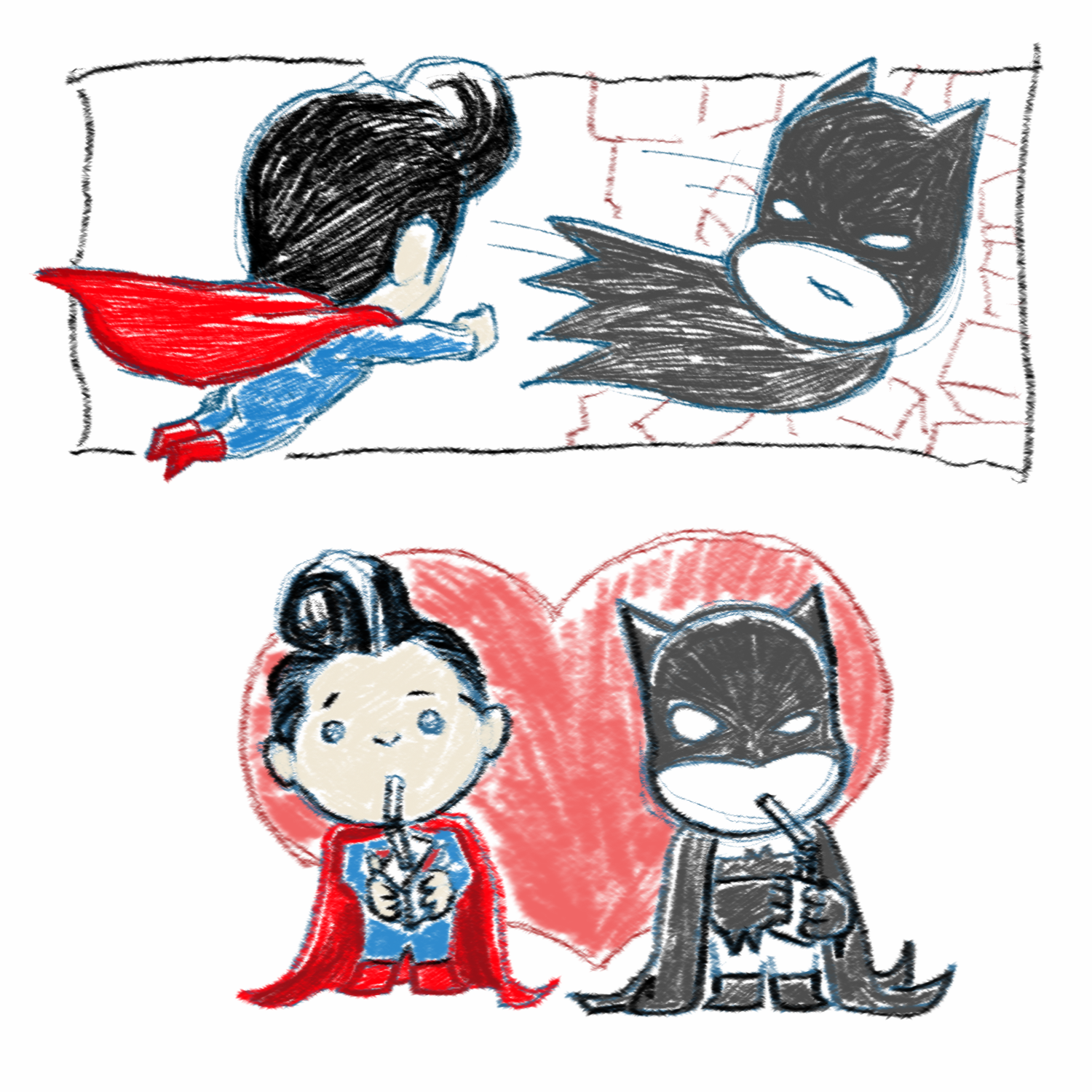Batman vs Superman doodle