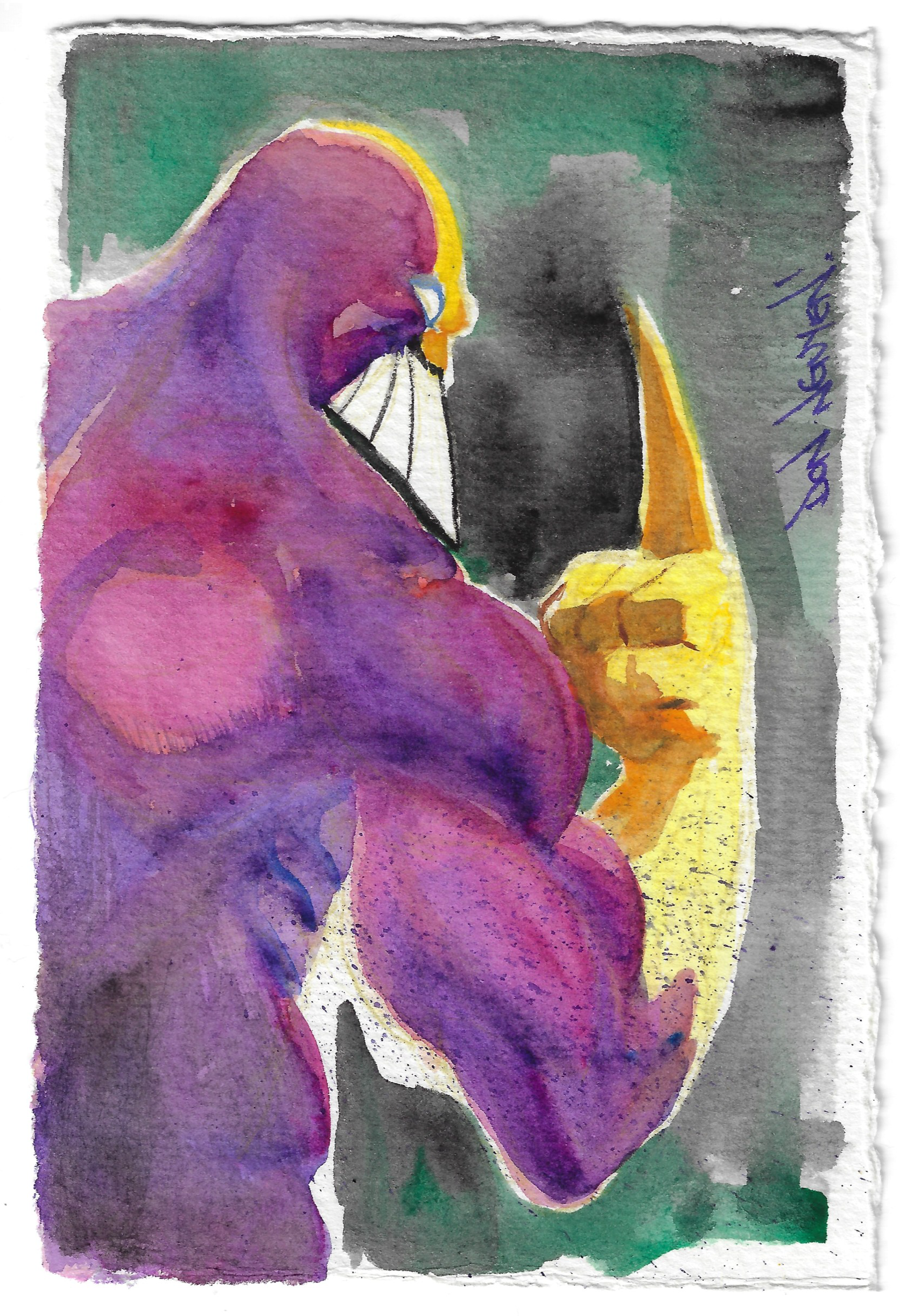 4" x 6" Maxx. watercolor on deckled cotton