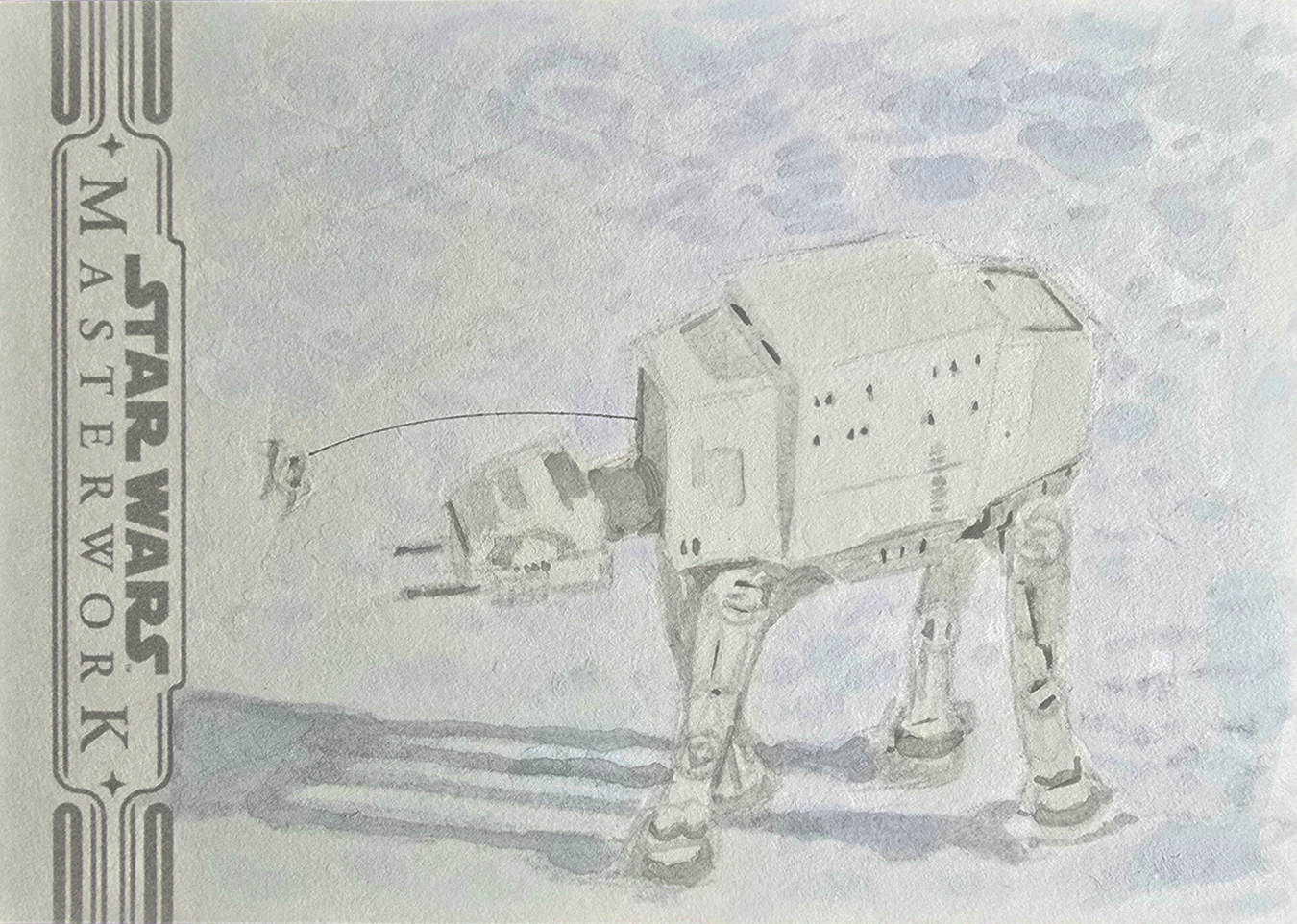 Hoth: Snowspeeder vs AT-AT (gouache)
