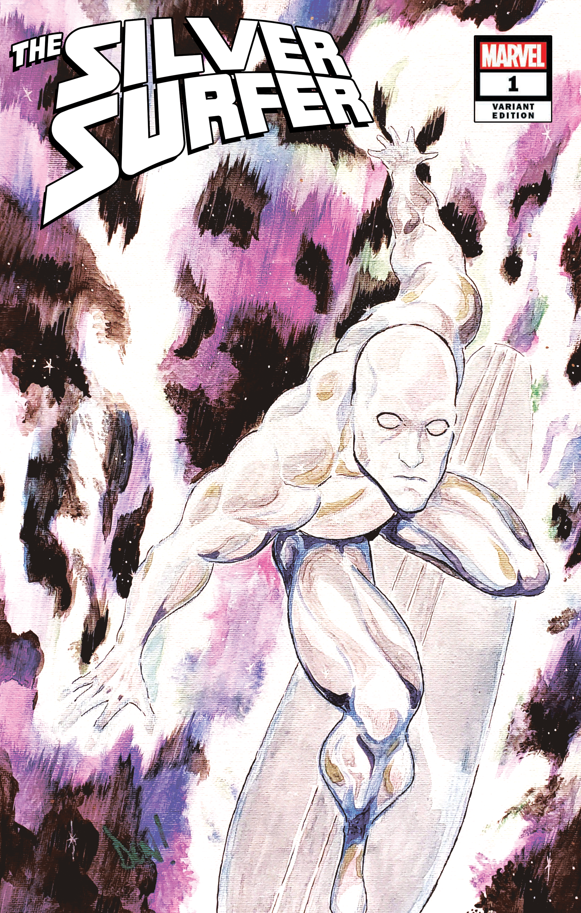 Original Silver Surfer commission with trade dress mock-up painting