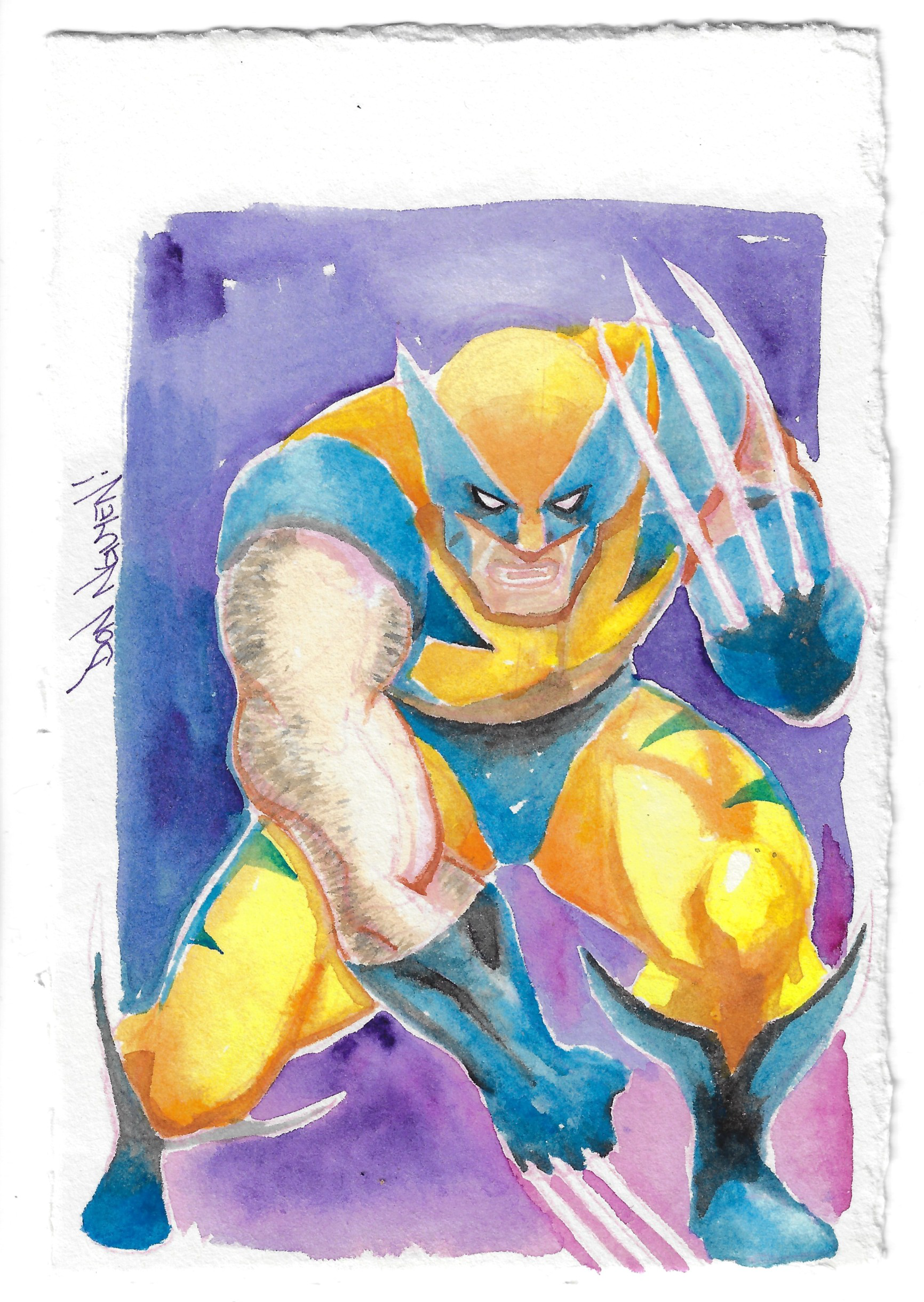 4" x 6" Wolveine. watercolor on deckled cotton