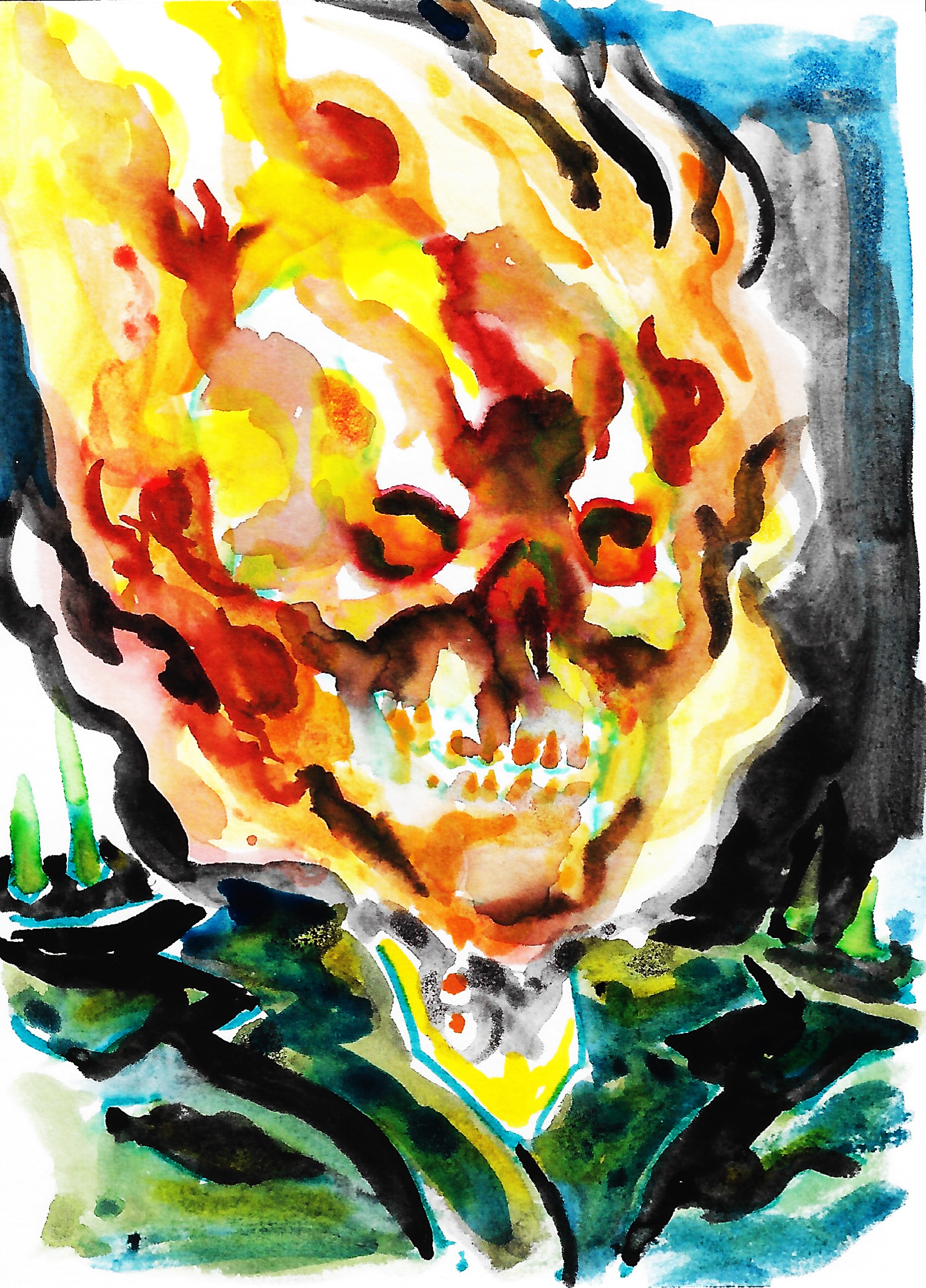 Ghost Rider watercolor brush test