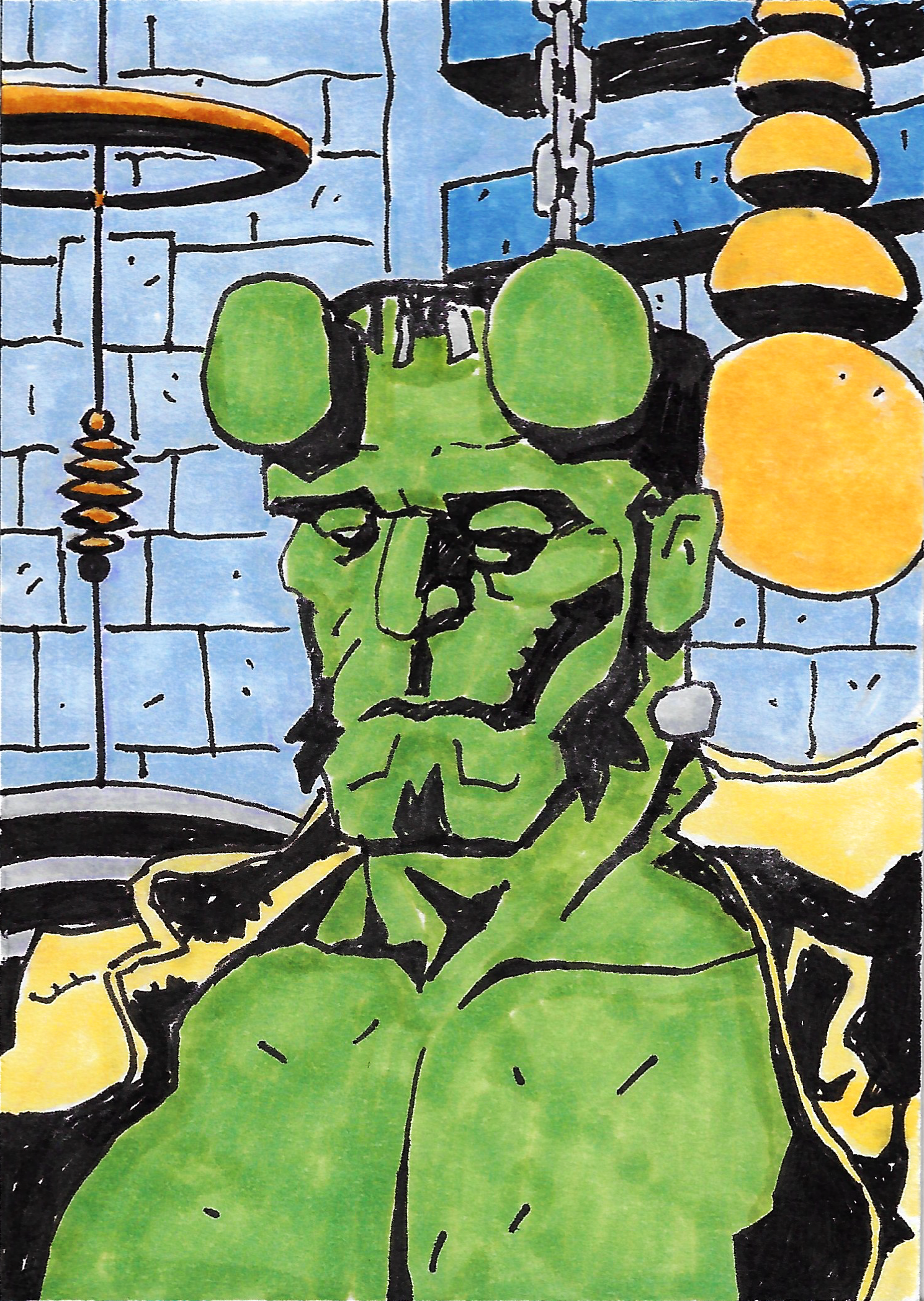 Frankenstein x Hellboy Mignola homage