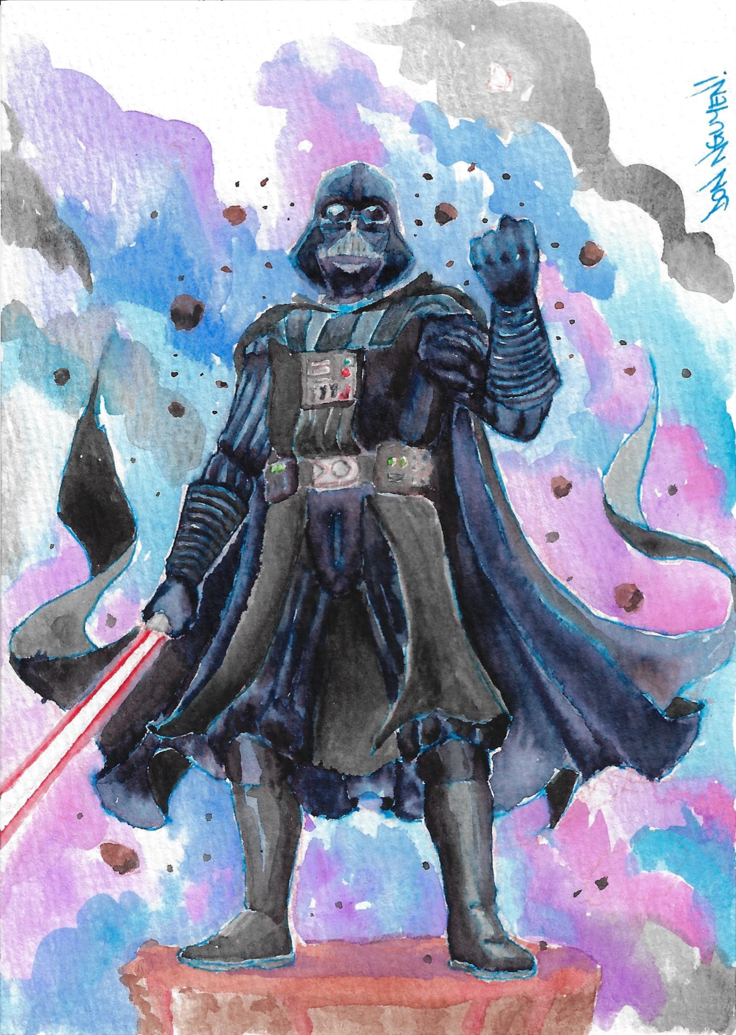 Darth Vader Commission, 5"x7" watercolor