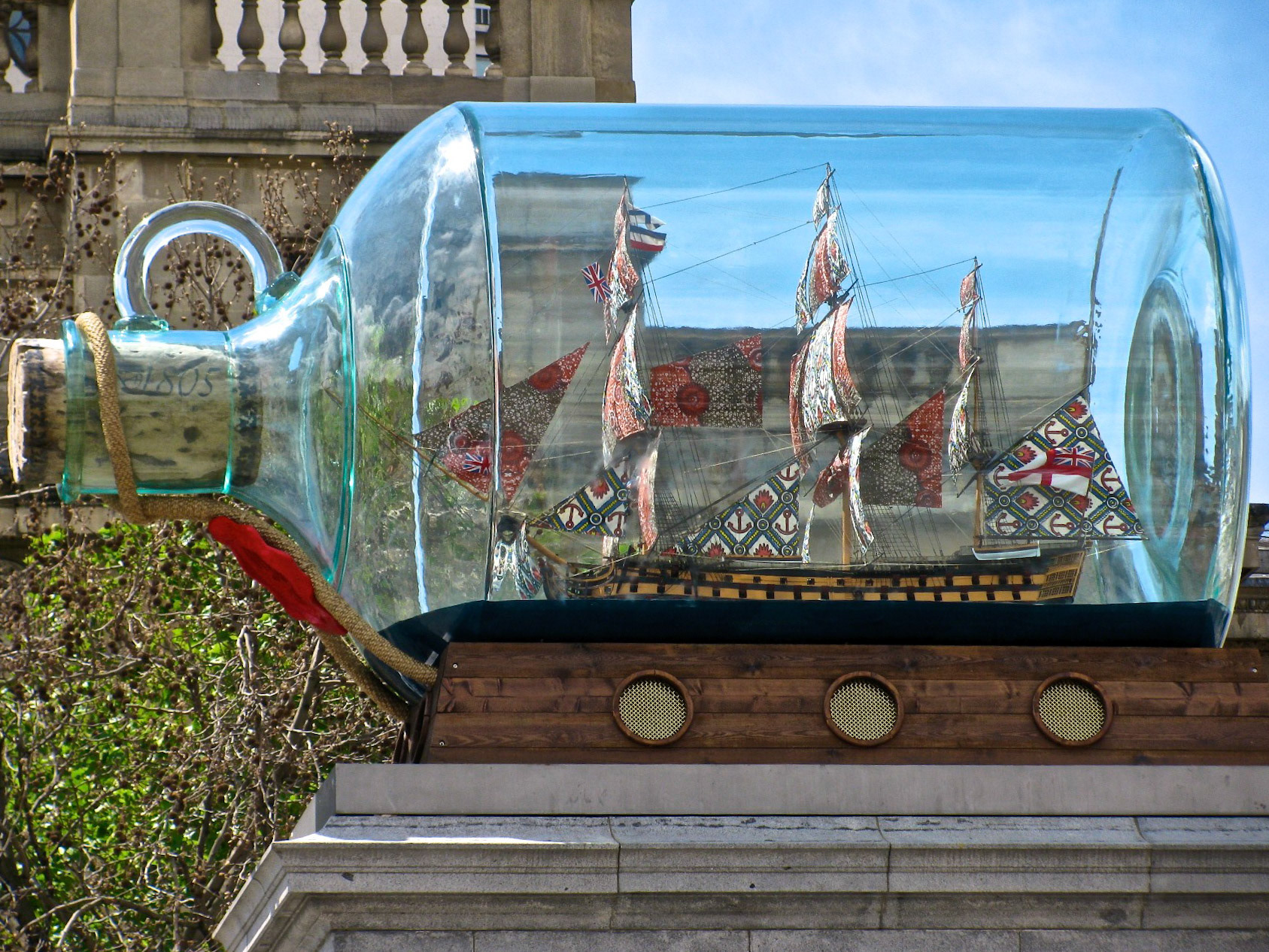 Yinka Shonibare, Nelson's Ship in a Bottle (2010) broadside