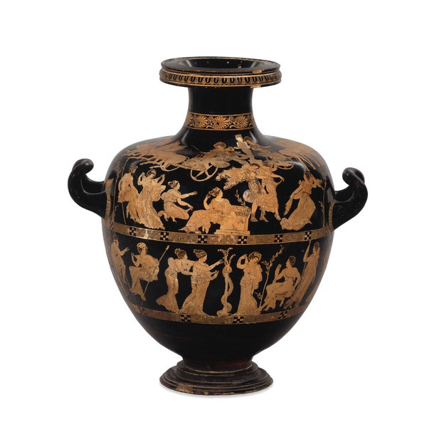 Red-figured water jar (c.420-400 BCE) signed by Meidias