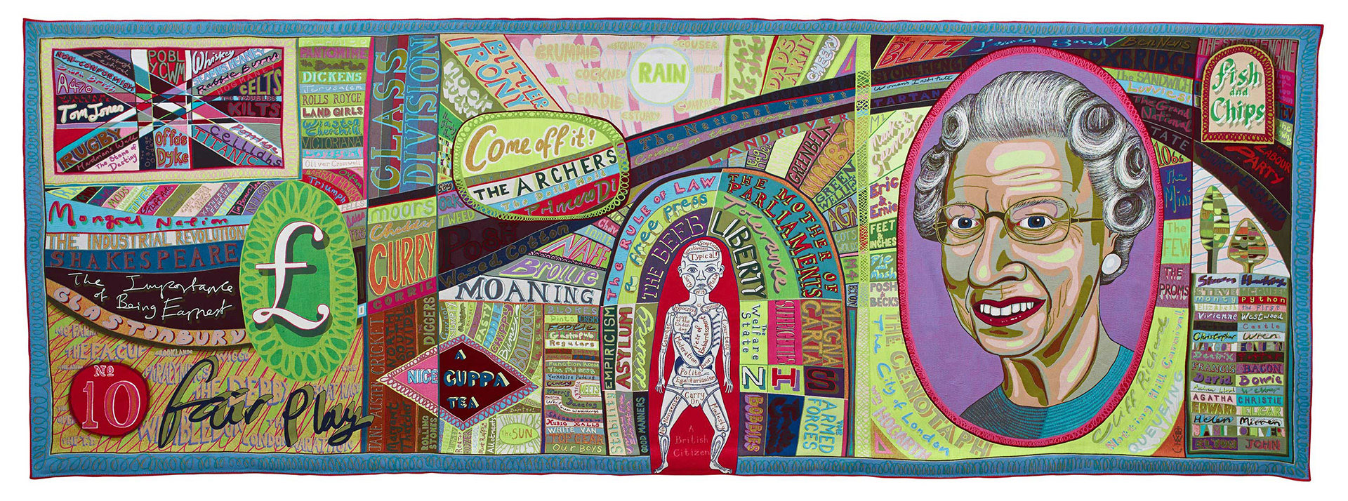 Grayson Perry, Comfort Blanket (2014) Tapestry, 290 x 800