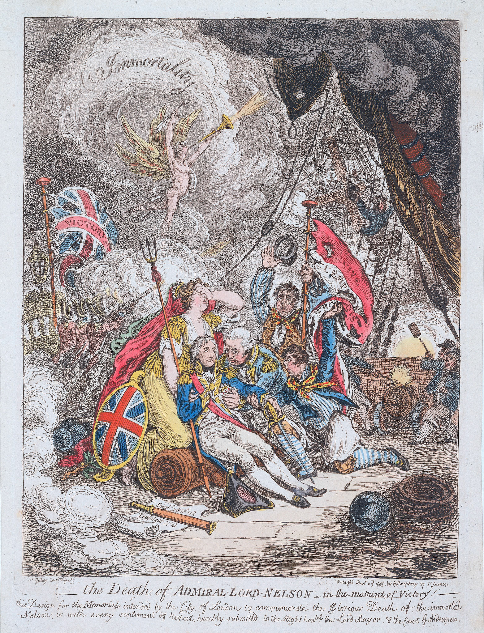 James Gillray, The Death of Admiral Lord Nelson (29 December 1805)