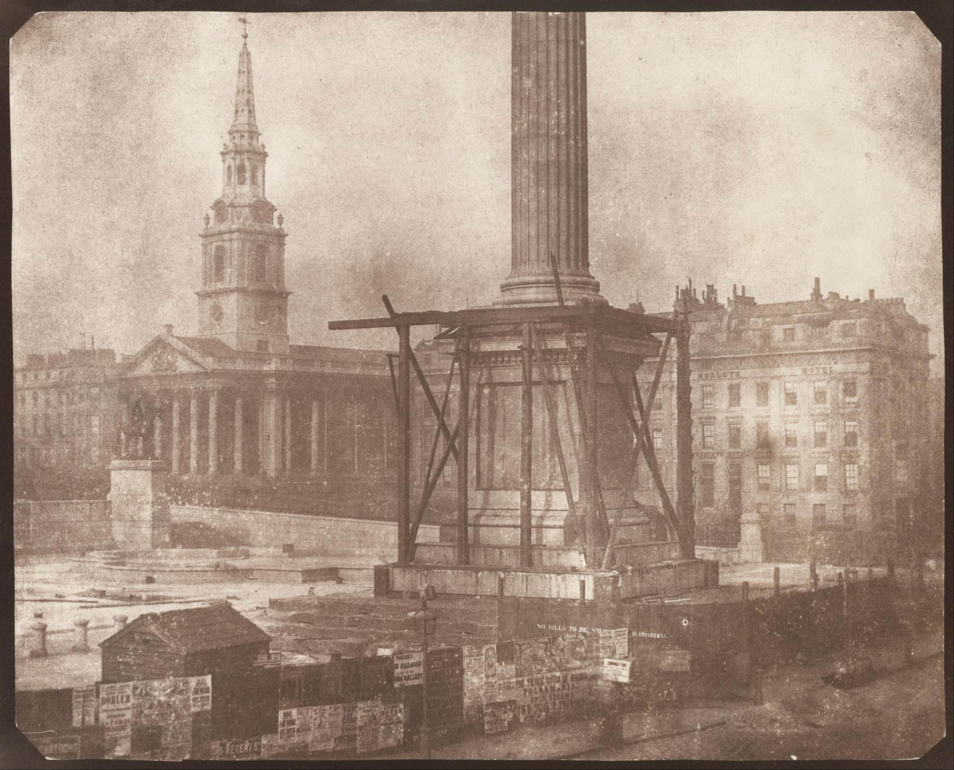 William Henry Fox Talbot, Nelson's Column under construction (1843) salted paper print