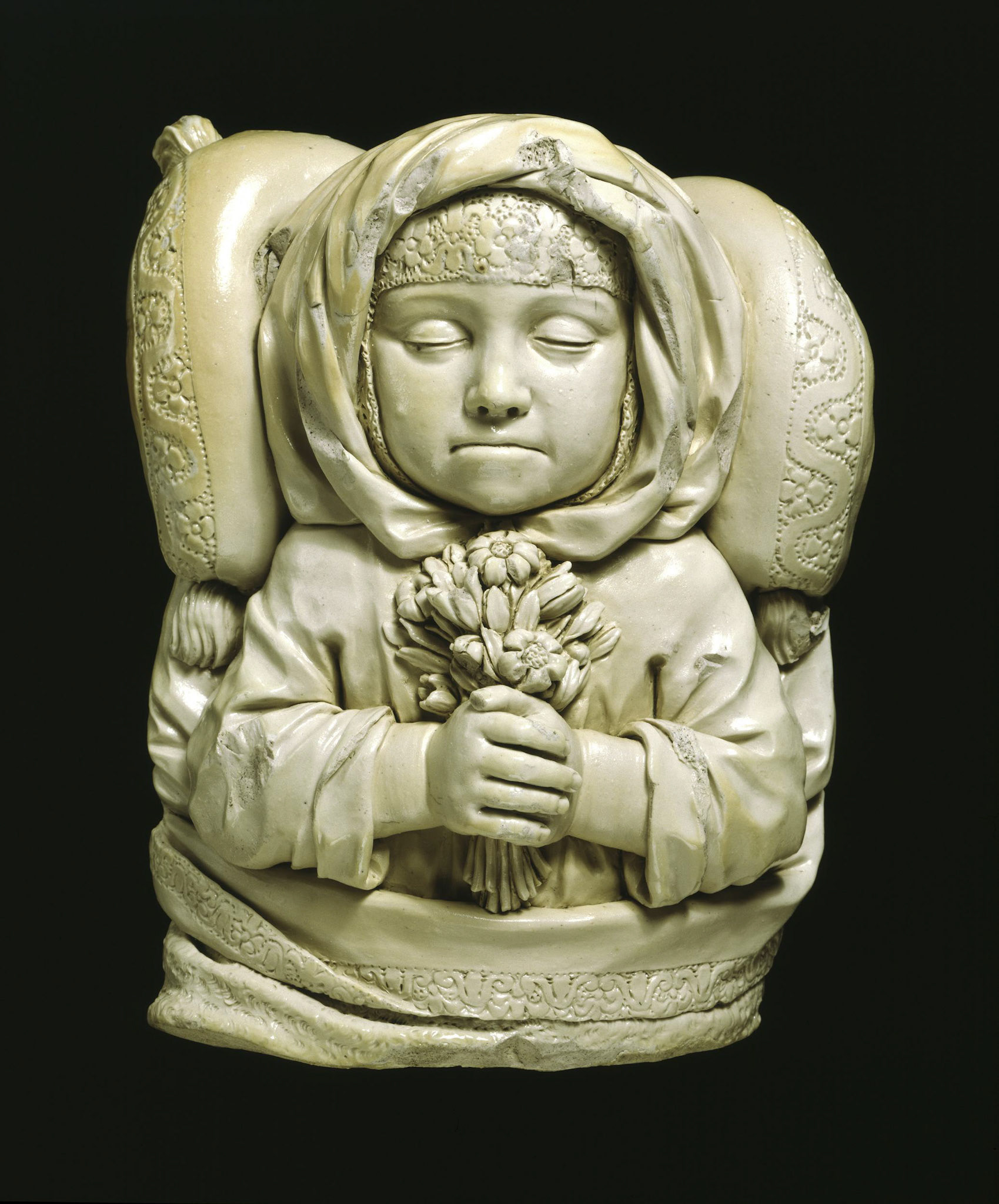 John Dwight (Fulham), Lydia Dwight Dead (1674) Salt-glazed stoneware, 25.5 cm. V&A