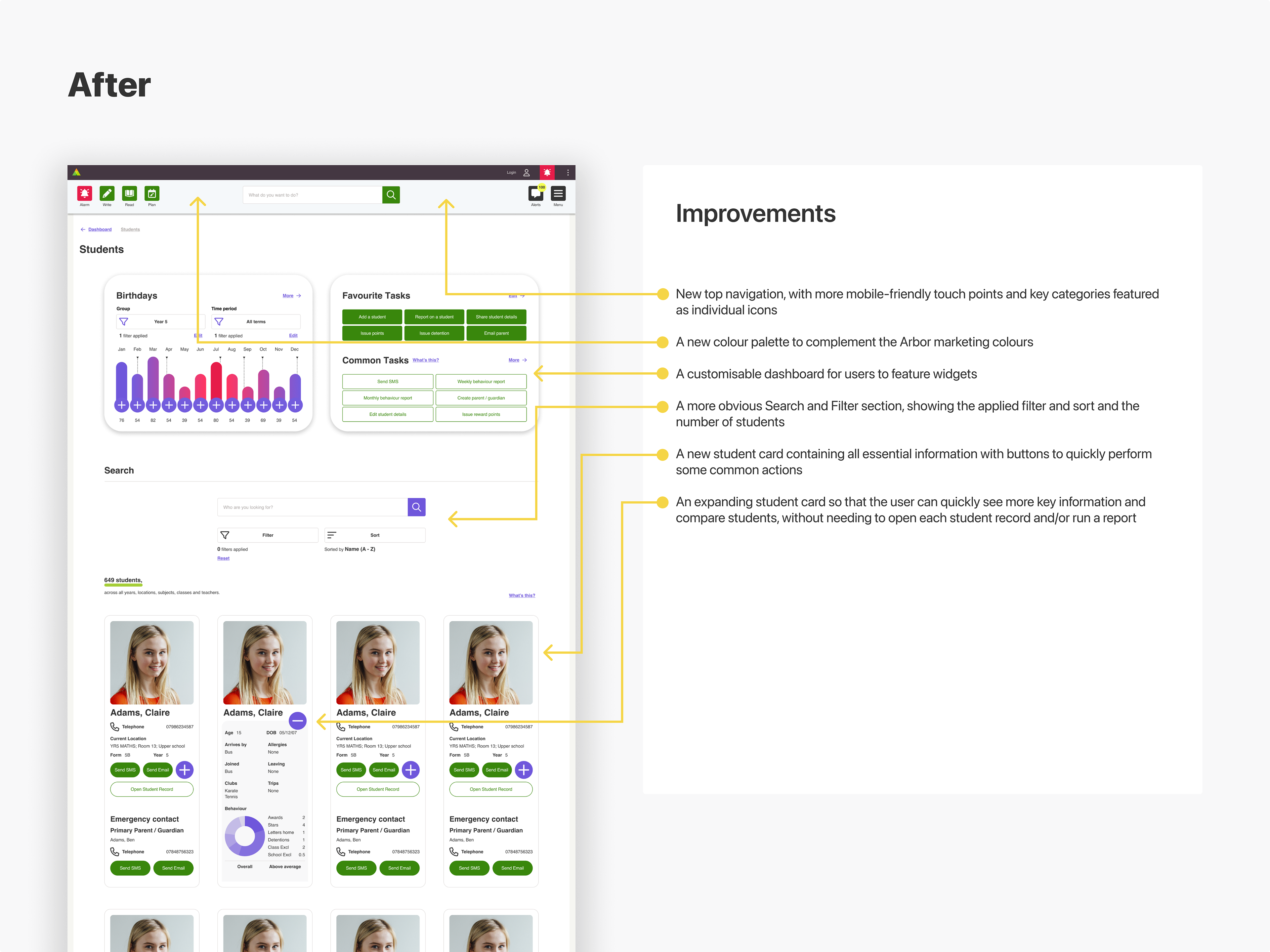 Student Page | Improvements