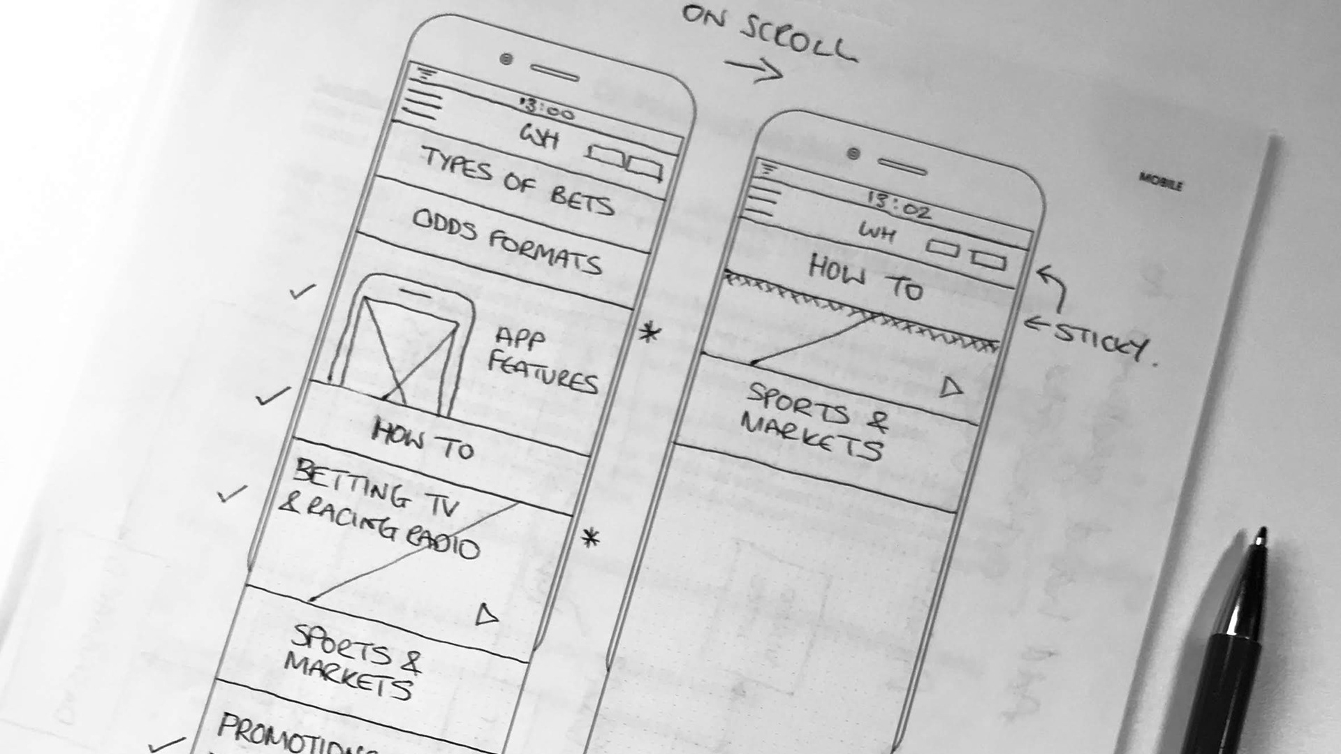 William Hill App Wireframe