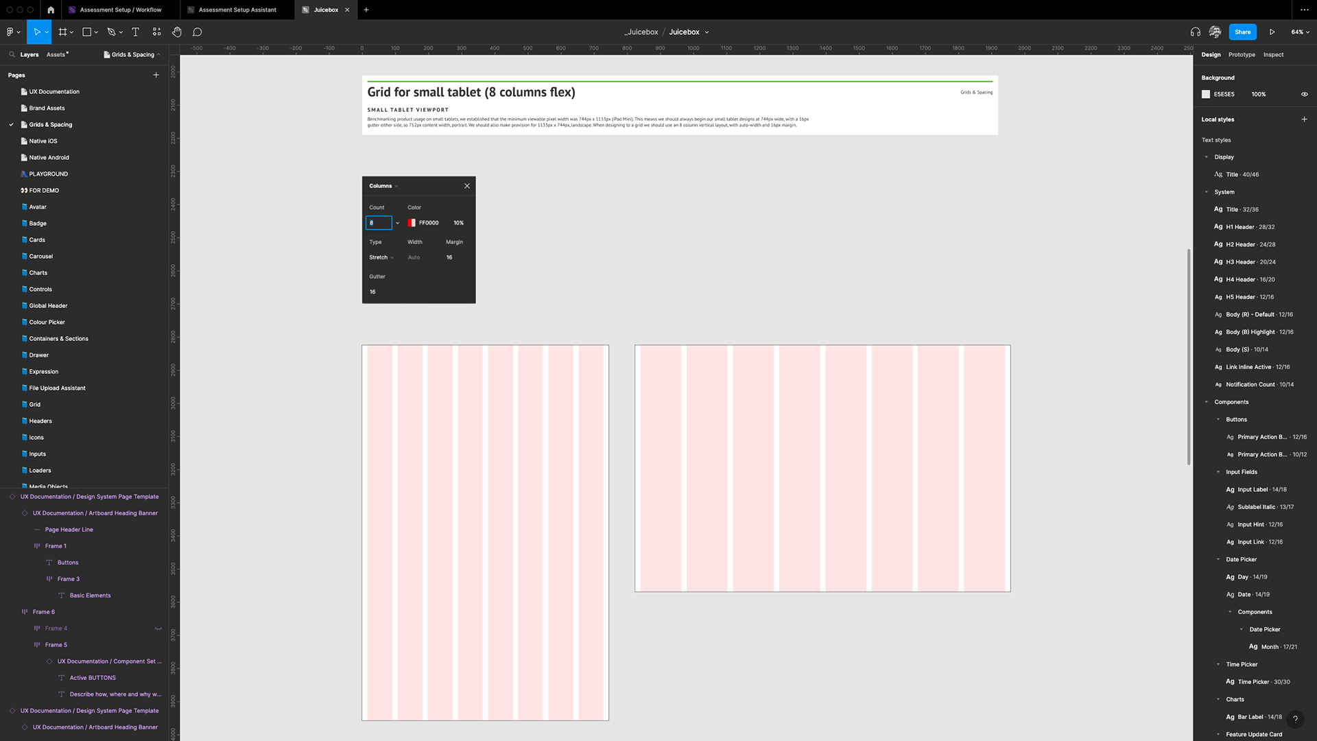 Grid for small tablet