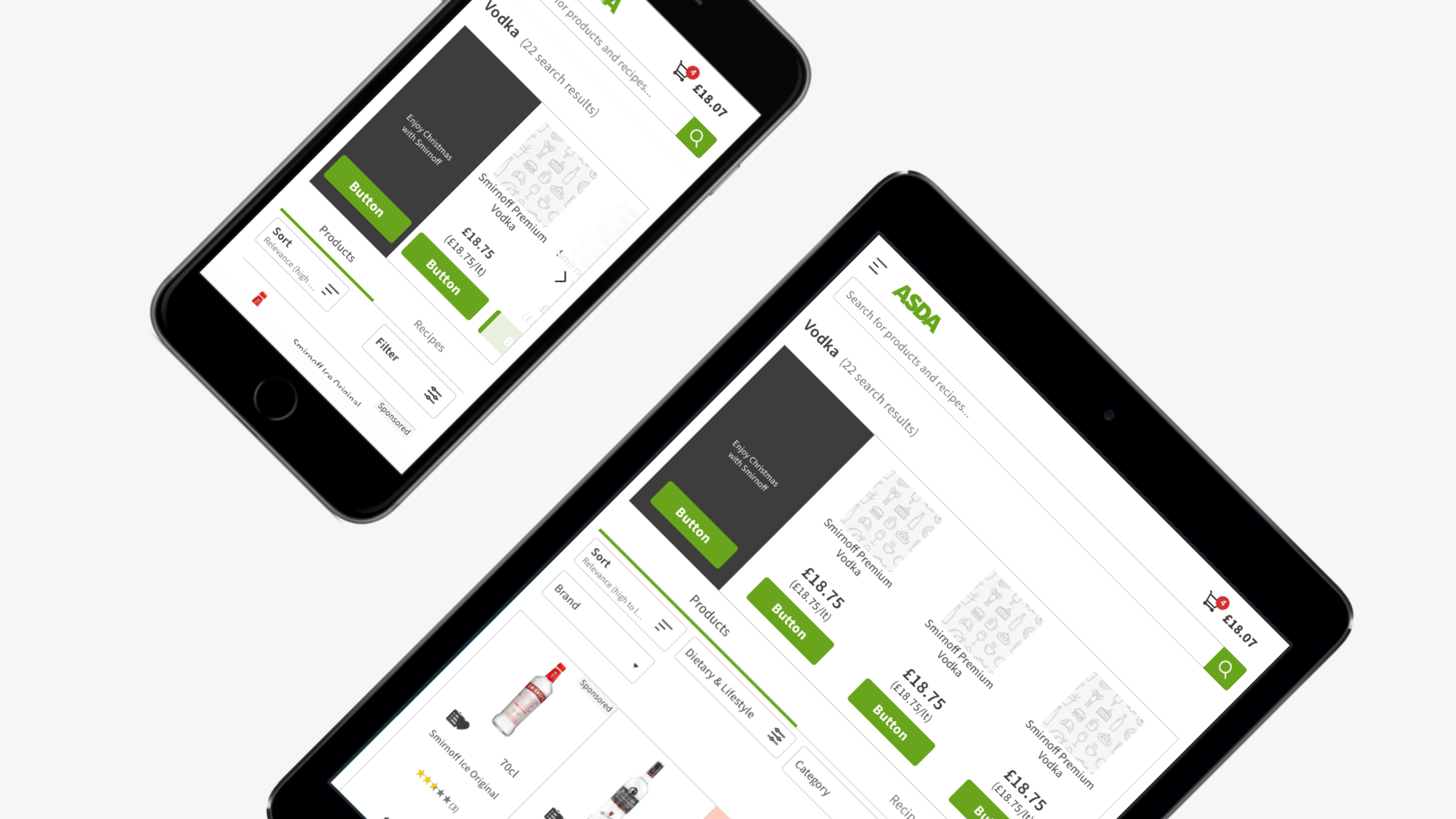 Feature mockup on phone and tablet