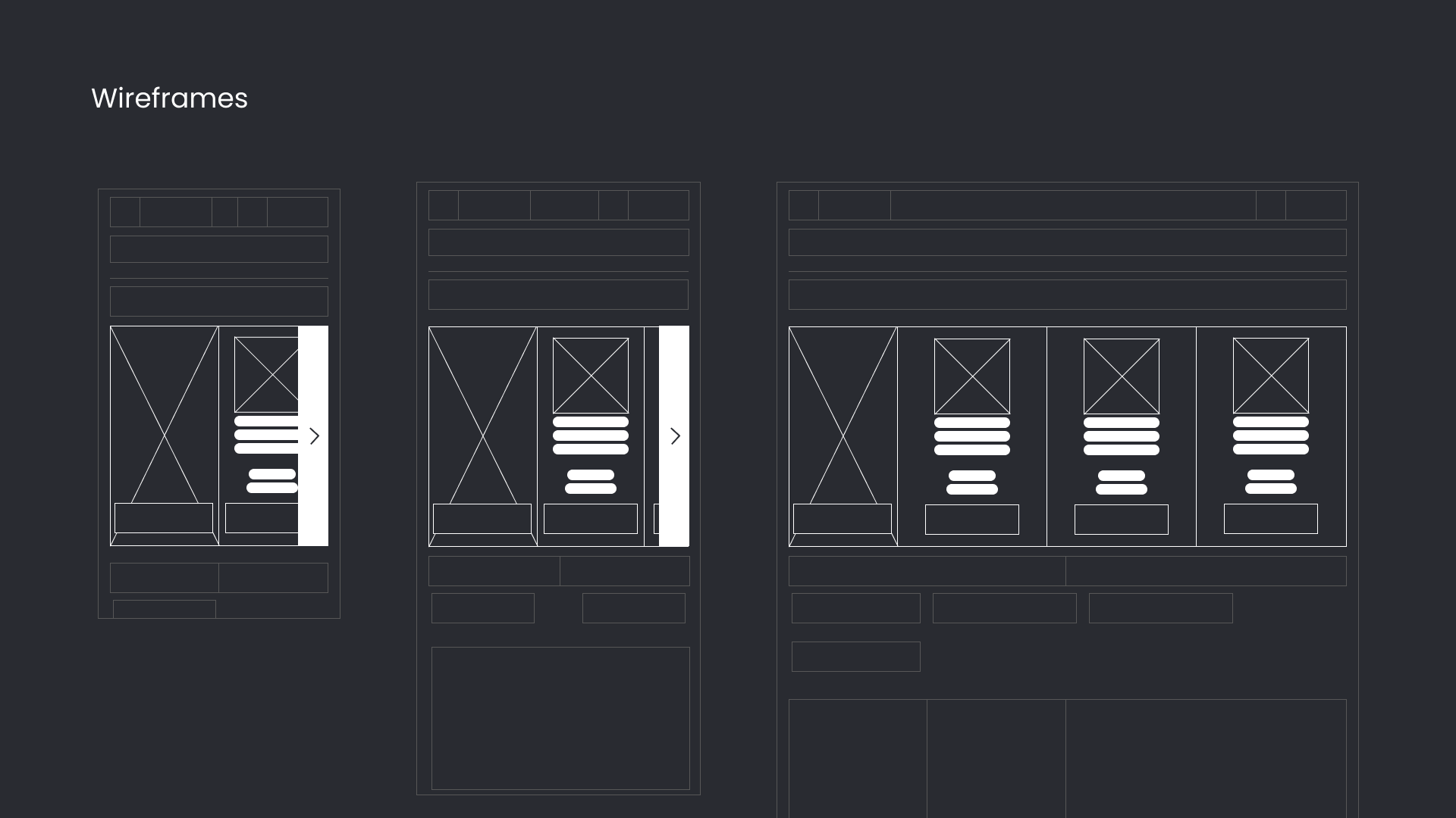 Wireframes across three devices