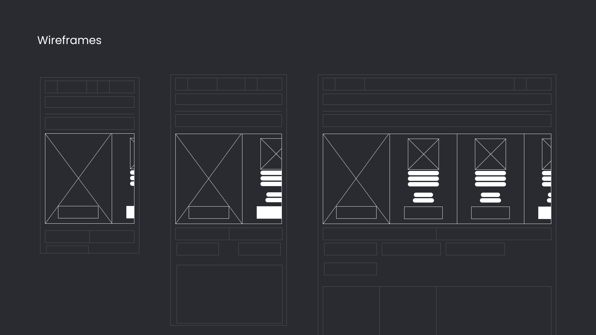 Wireframes of phase two across three devices