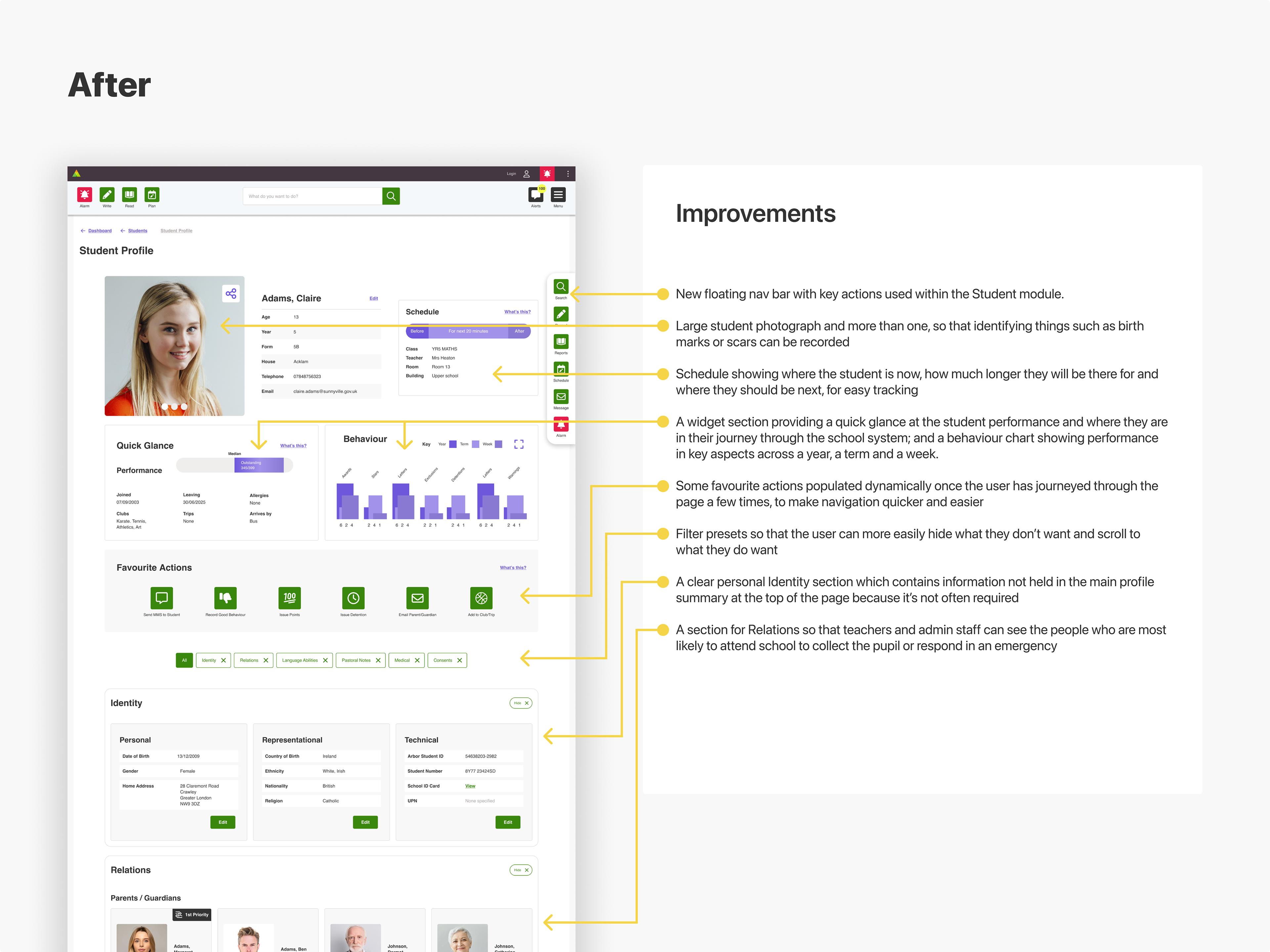 Student Profile Page | Improvements
